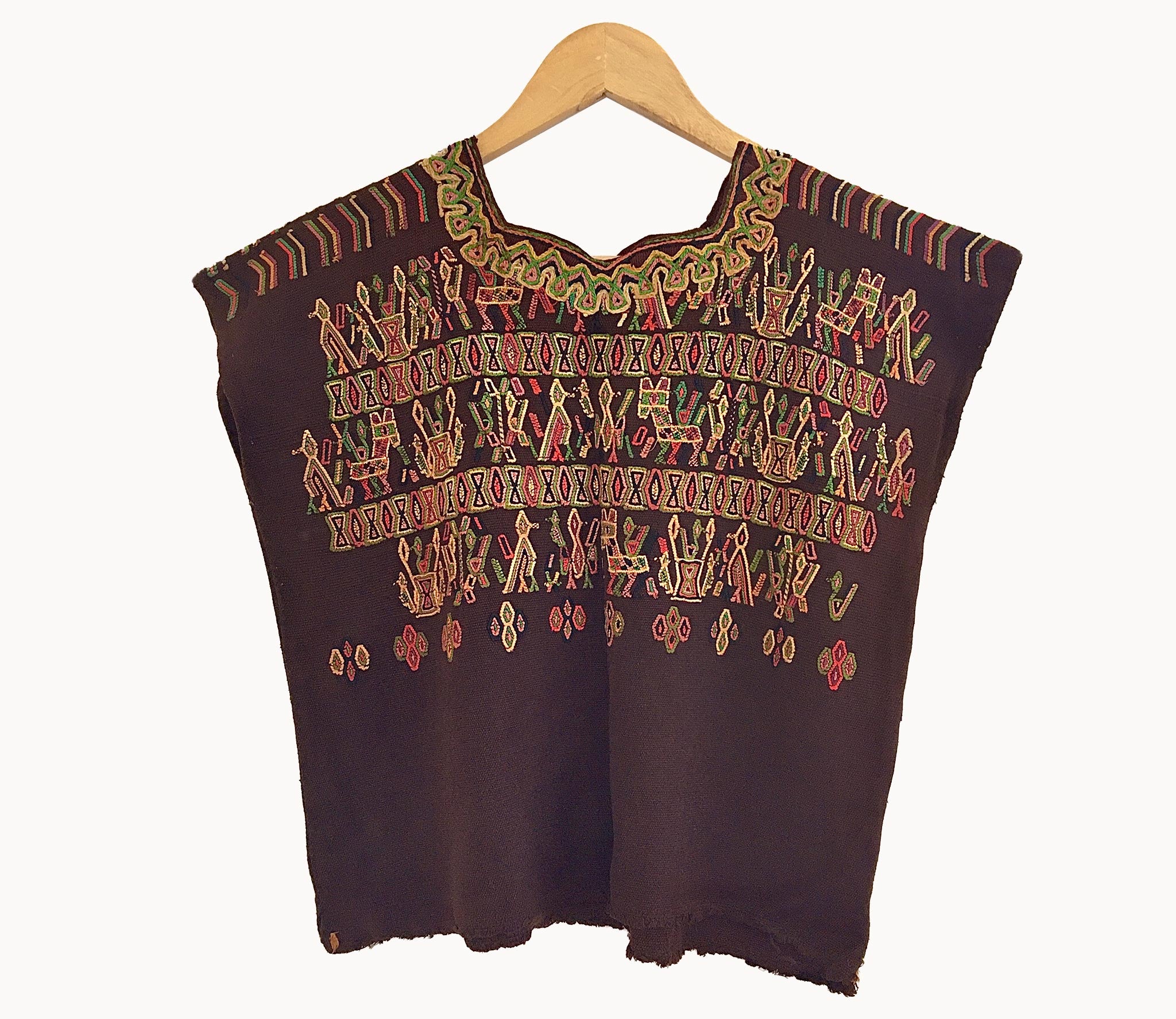 Guatemalan Huipil - chocolate brown Nebaj huipil