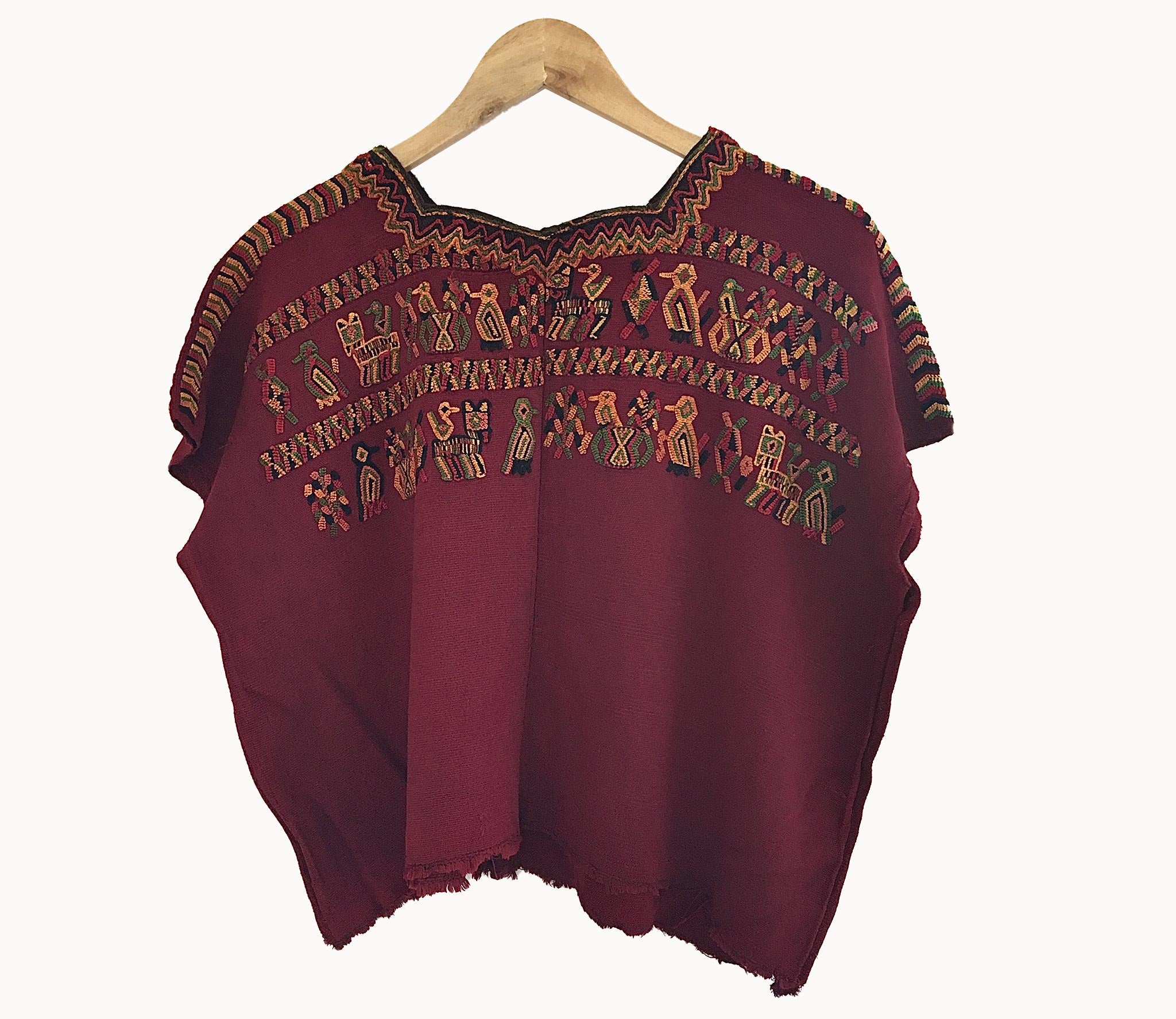 Guatemalan Huipil - burgundy Nebaj huipil