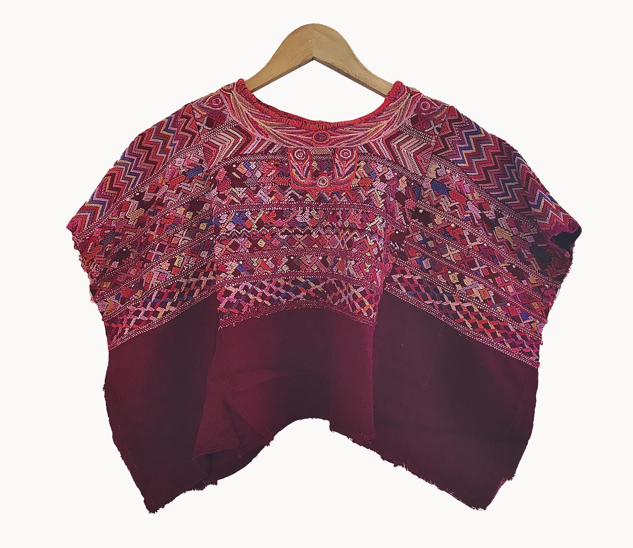 Guatemalan Huipil - dark red San Juan Cotzal huipil