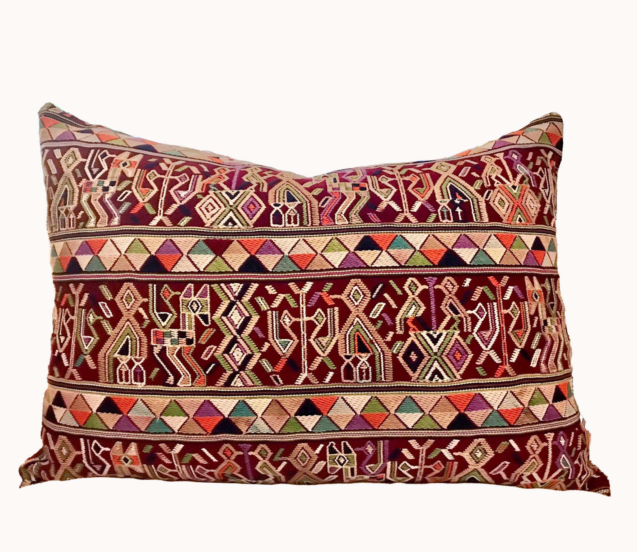 Red Guatemalan Huipil Pillow - Nebaj VI