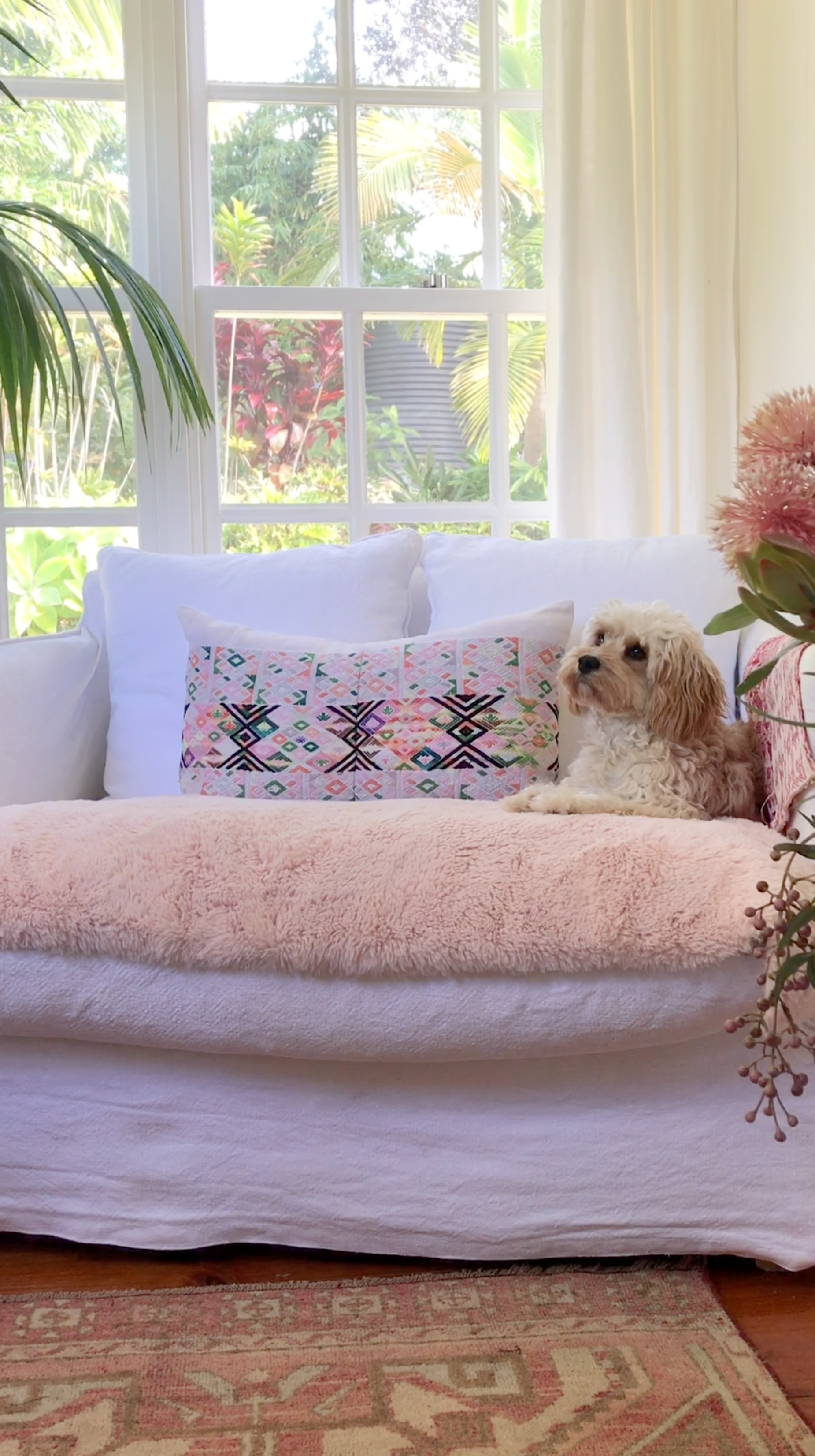 Vintage Textile Cushion - Pink Nahuala XI