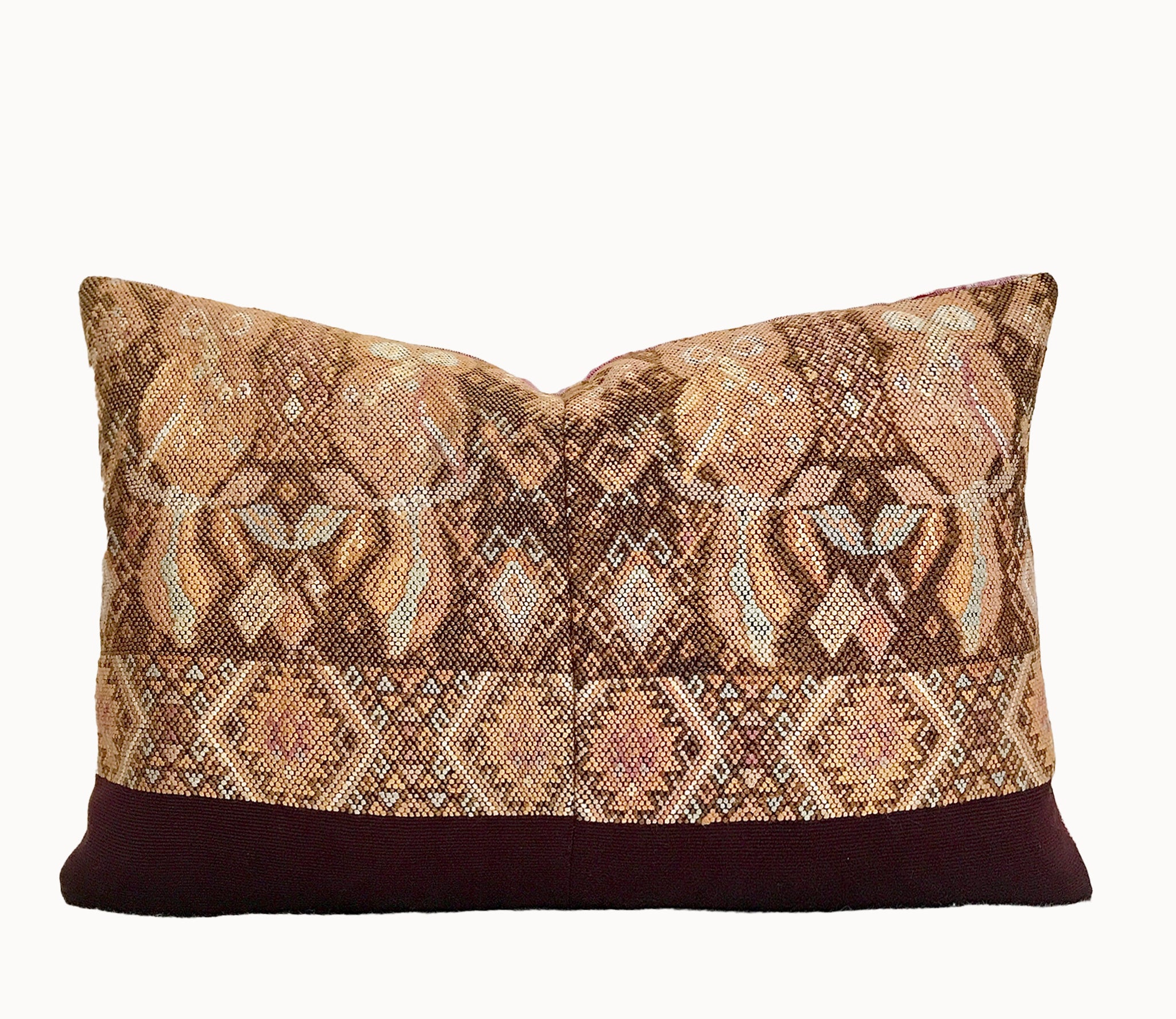 Vintage textile cushions made from a Guatemalan huipil and corte.