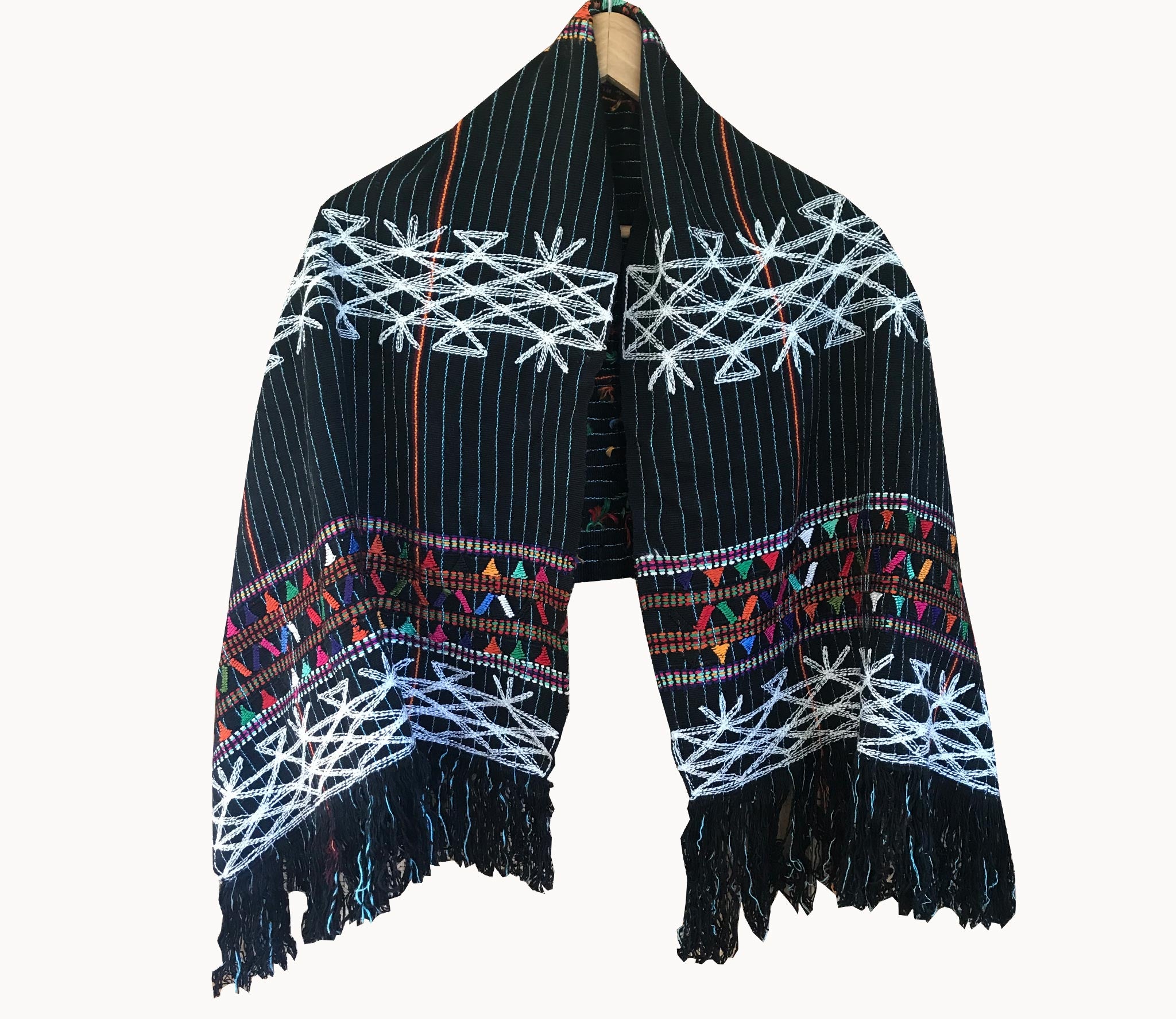 Guatemalan Shawl - Black San Juan Cotzal Tzute