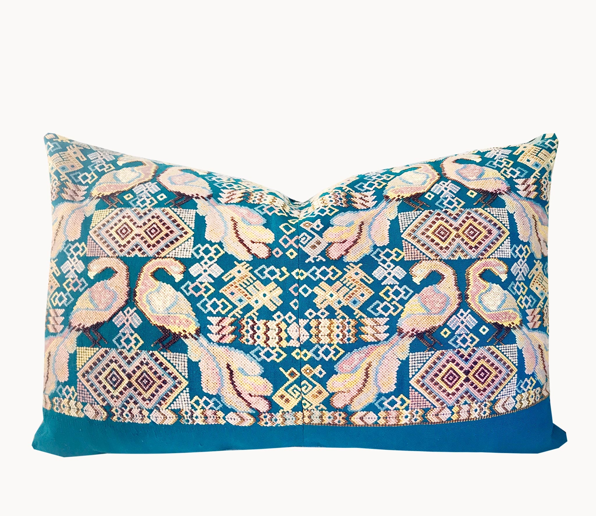 Bird Huipil Pillow - Chichicastenango Peacocks VII