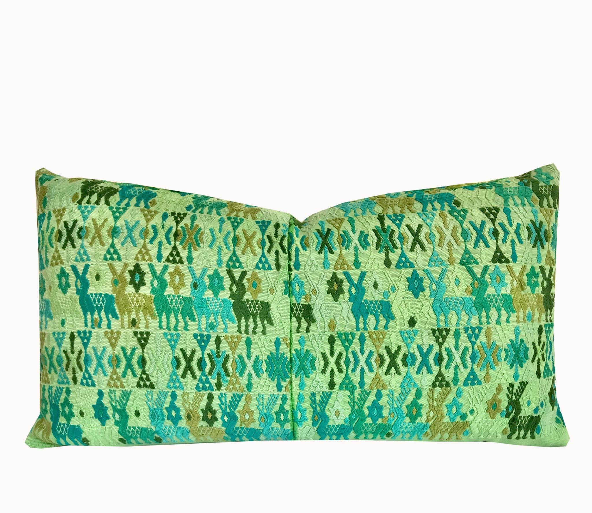 Guatemalan Huipil Pillow - Pistachio Green Coban V