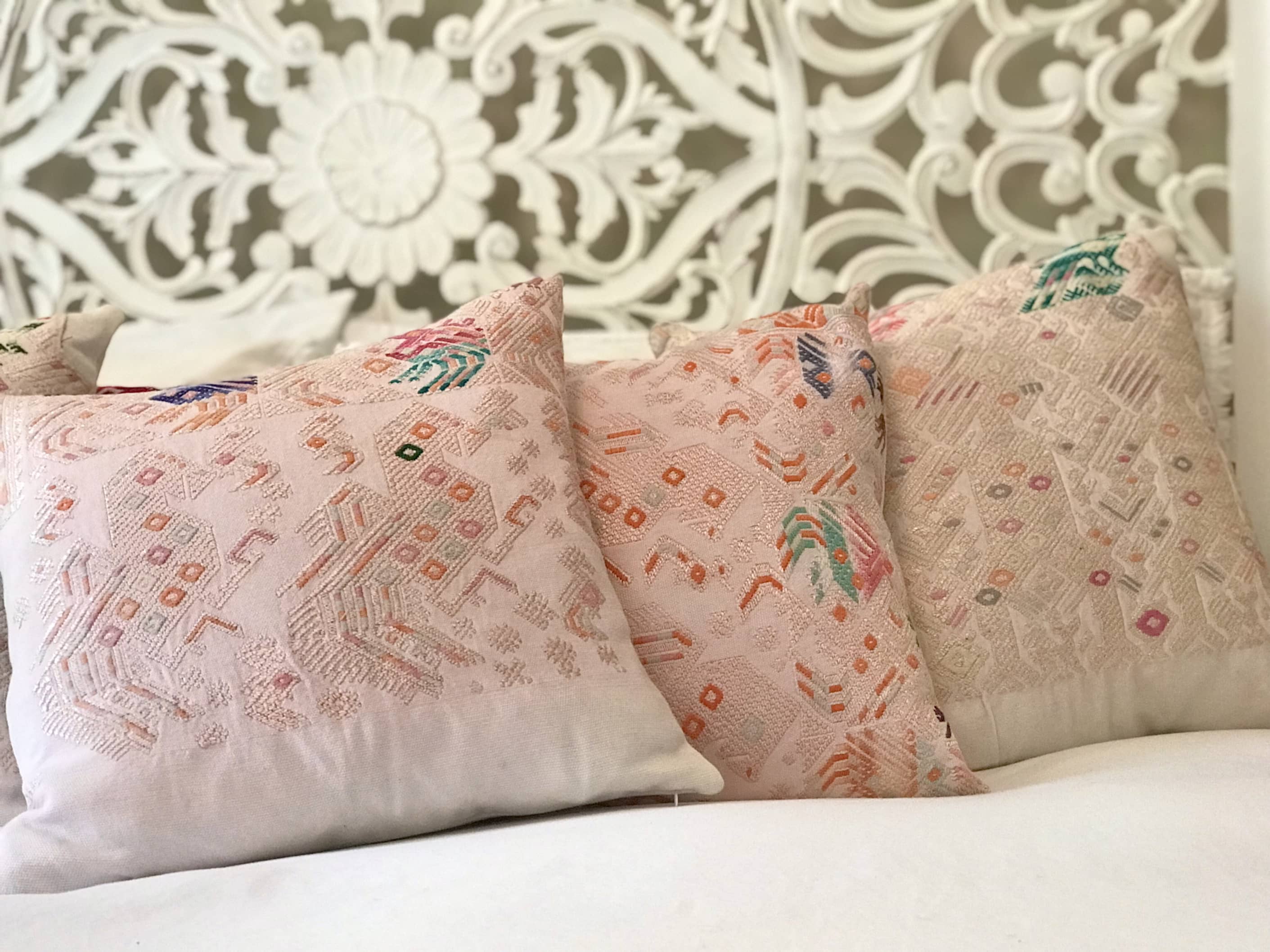 Huipil Pillows - Pale Pink Nahuala V