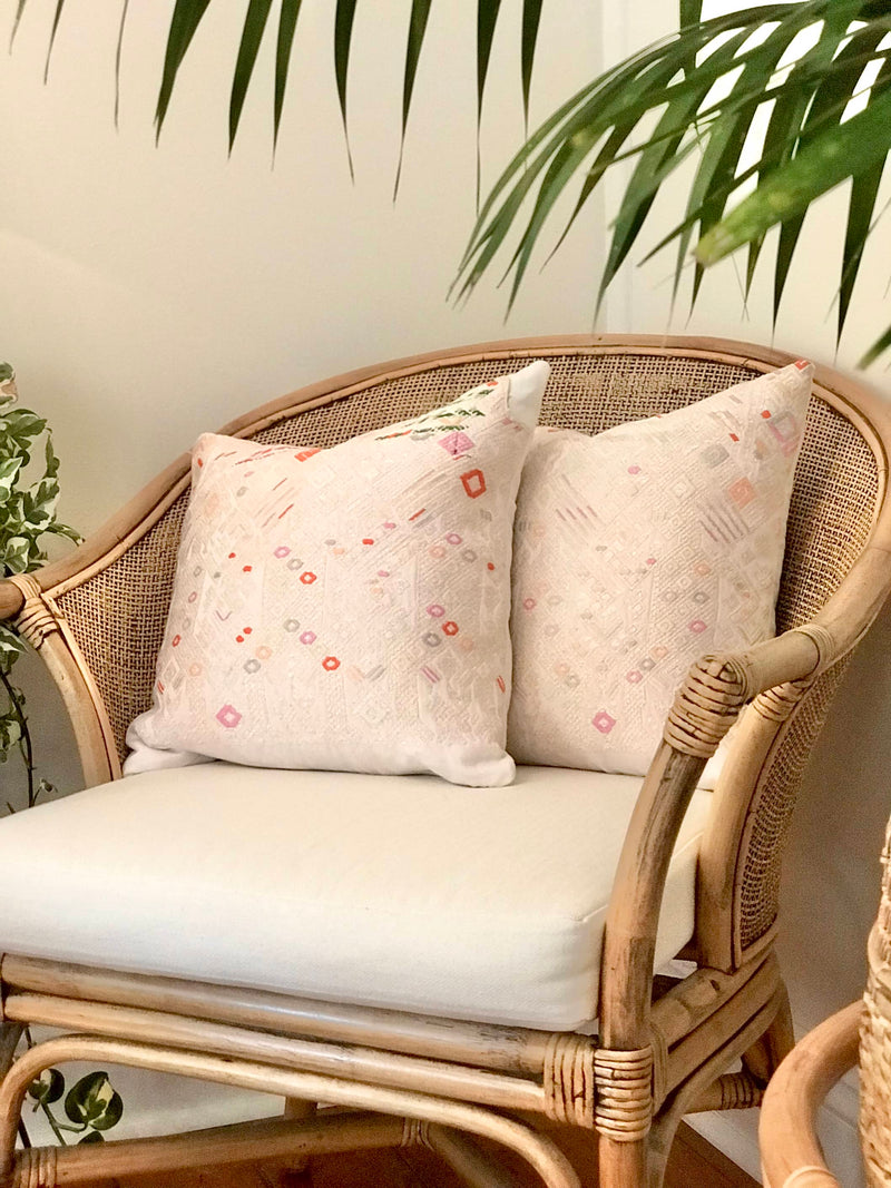 Huipil Pillows - White Nahuala I