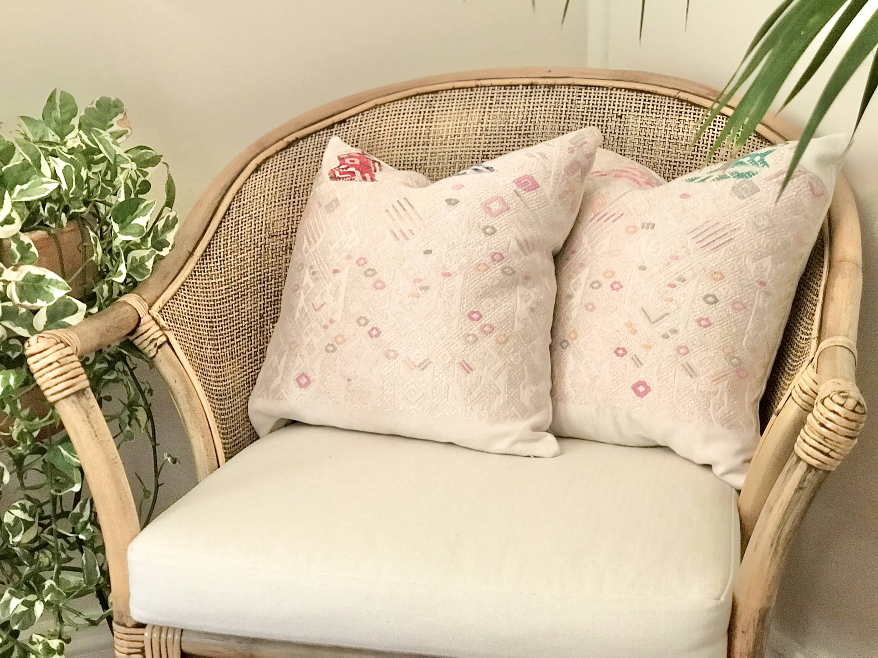 Huipil Pillows - White Nahuala I