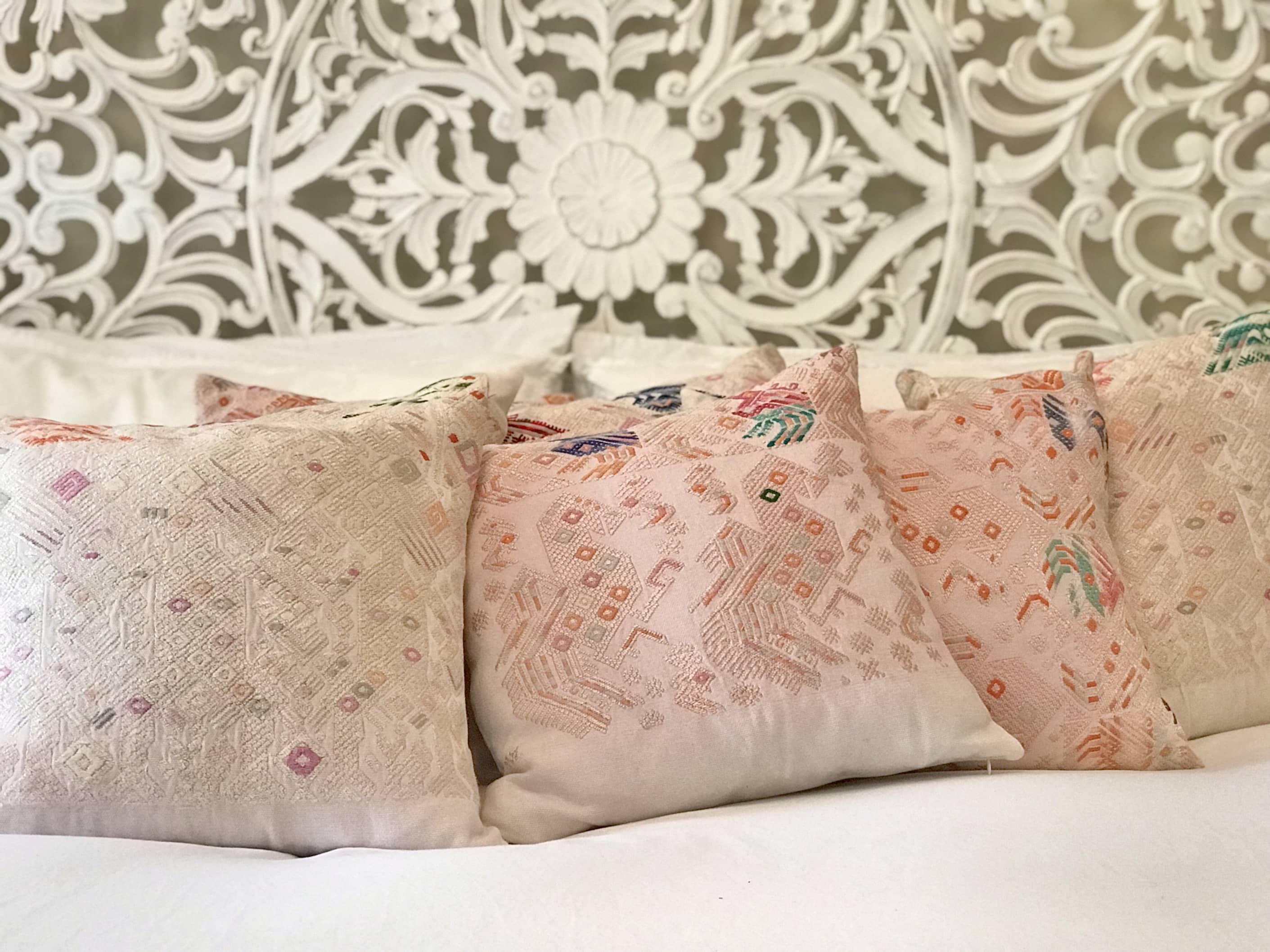 Huipil Pillows - White Nahuala I