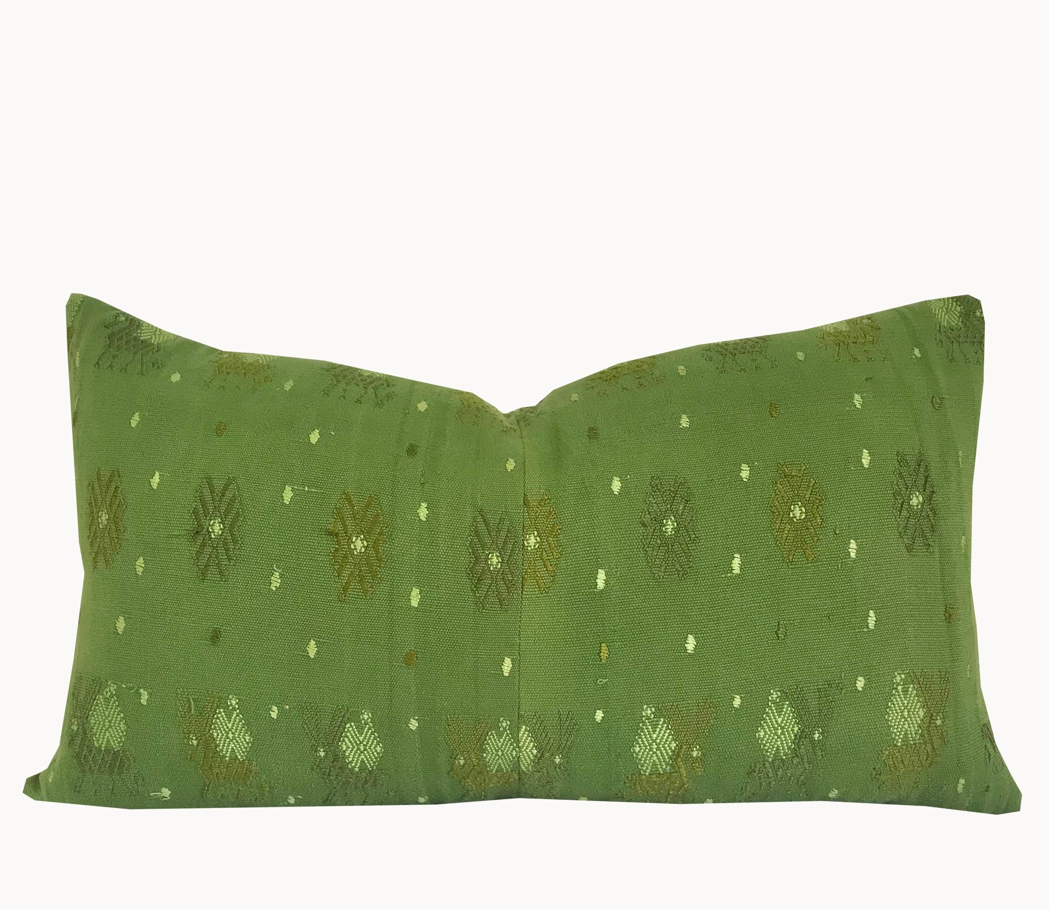 Guatemalan Huipil Pillow - Olive Green Coban XII