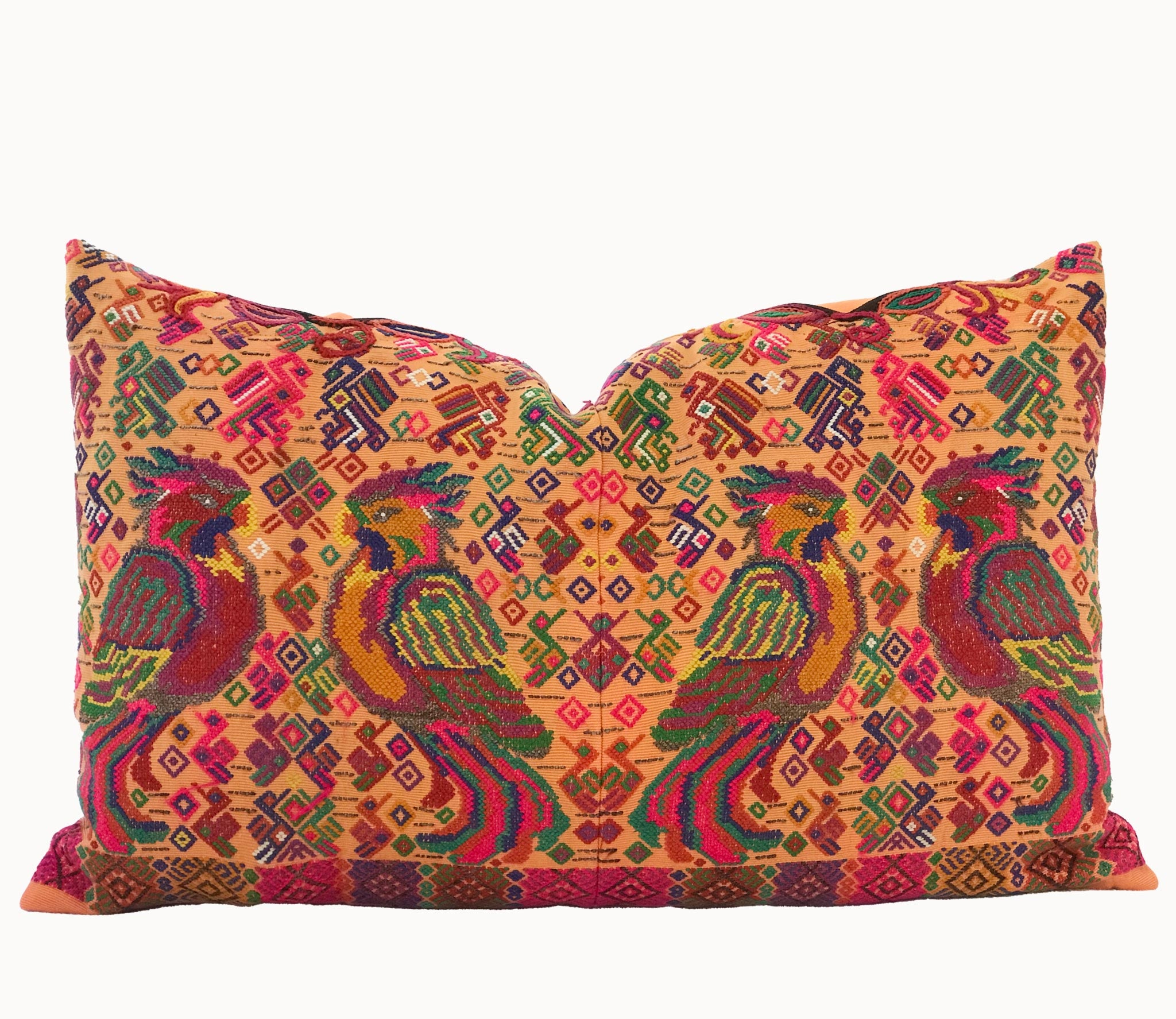 Bird Huipil Pillows - Chichicastenango Parrots I