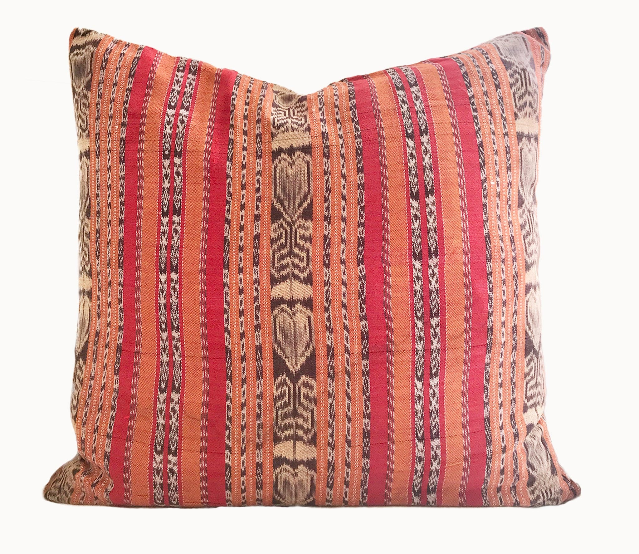 Vintage textile cushion made from a Guatemalan huipil and corte