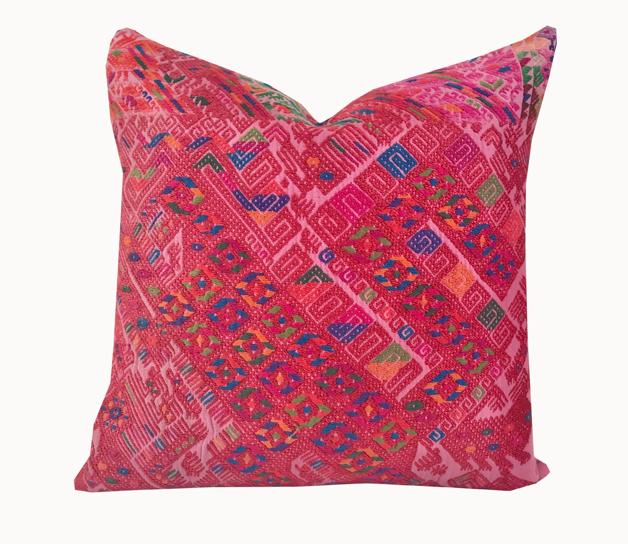 Huipil Pillows - Raspberry Pink Nahuala I