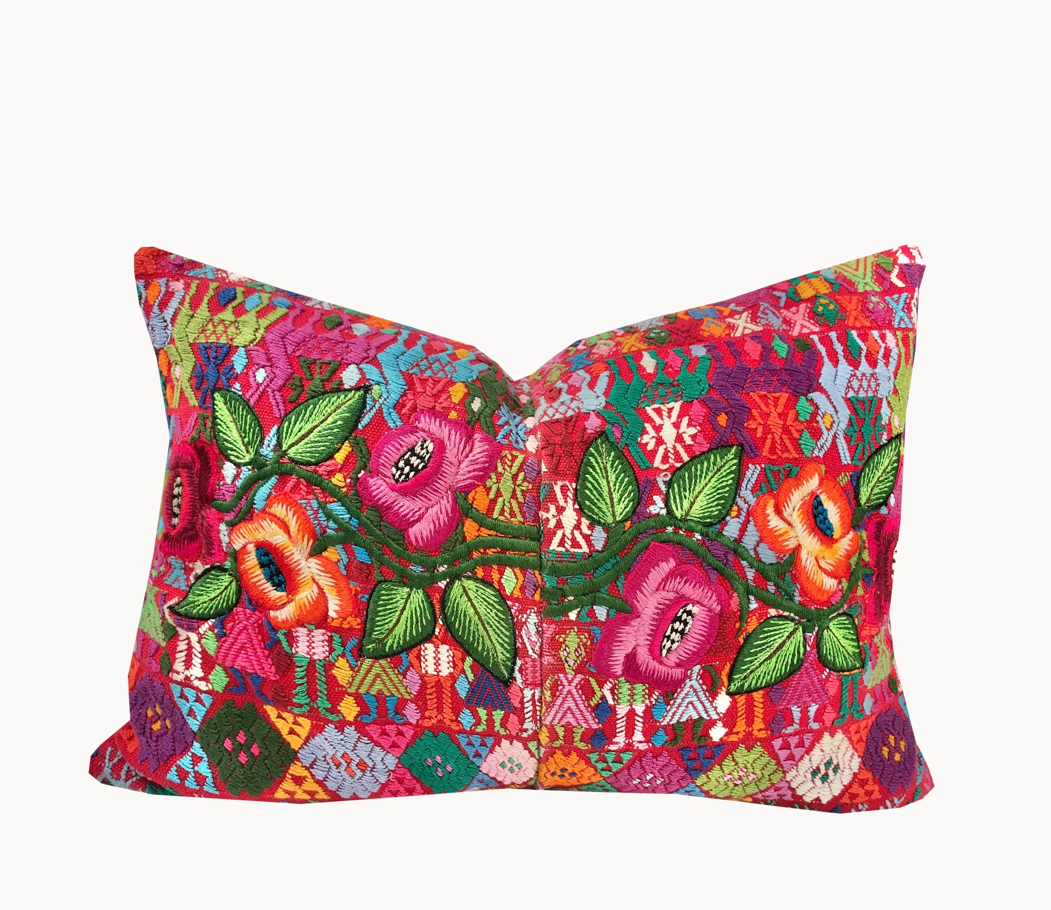 Guatemalan Huipil Textile - Floral Red Coban I