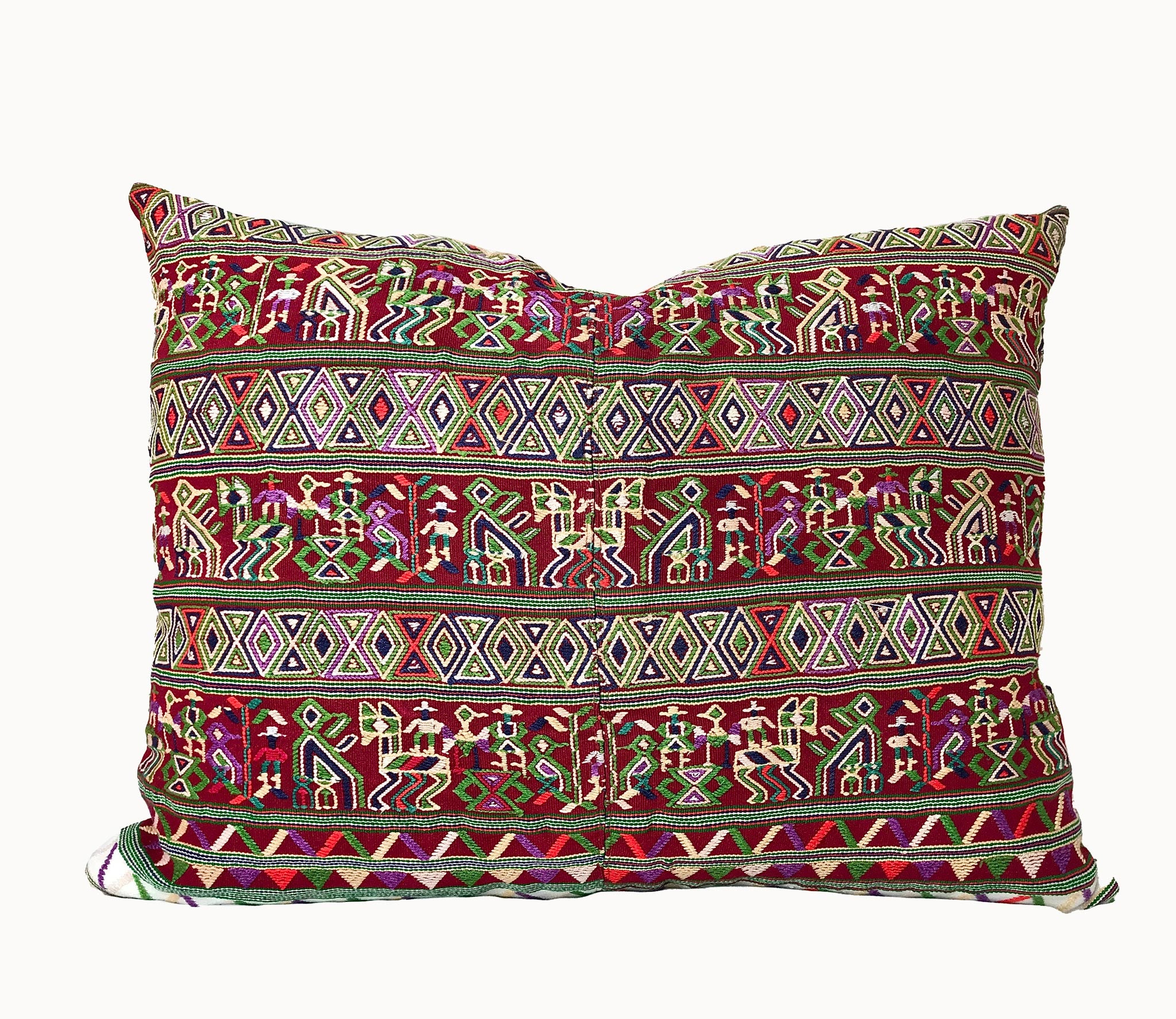 Red Guatemalan Huipil Pillow - Nebaj V