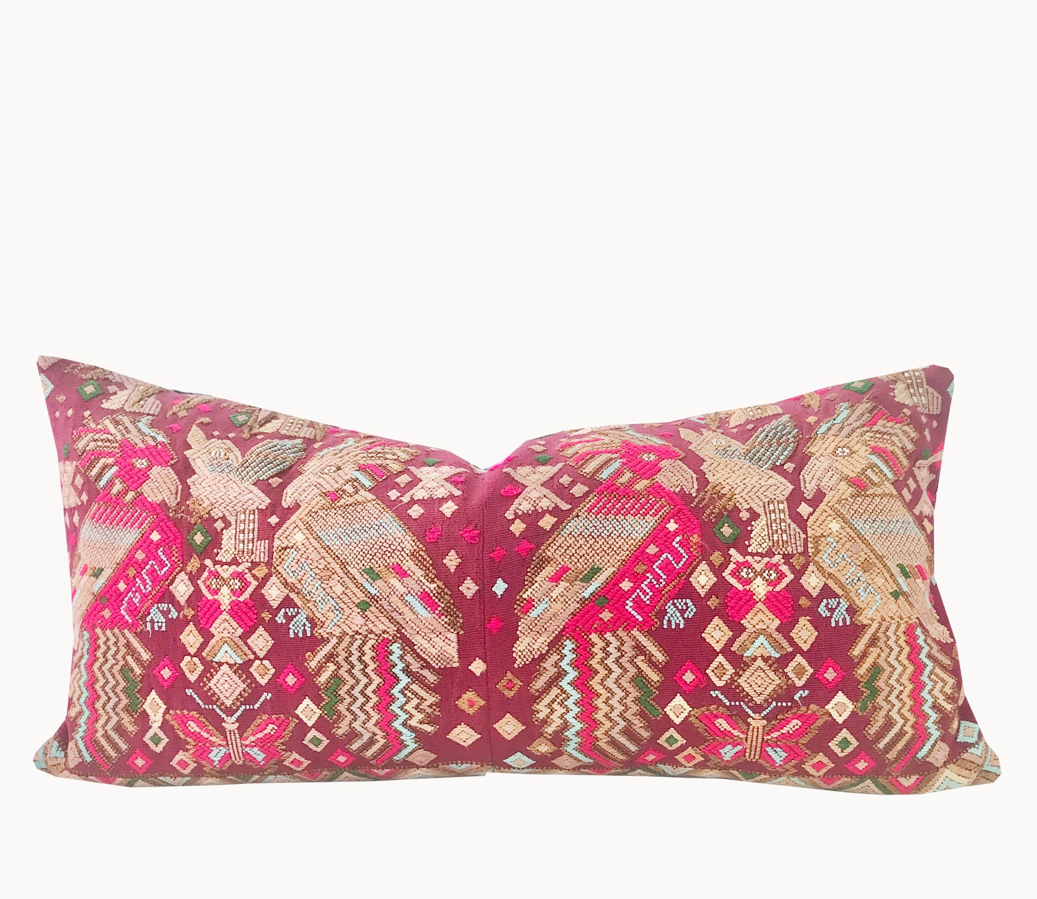 Vintage Huipil Pillow - Parrots VI