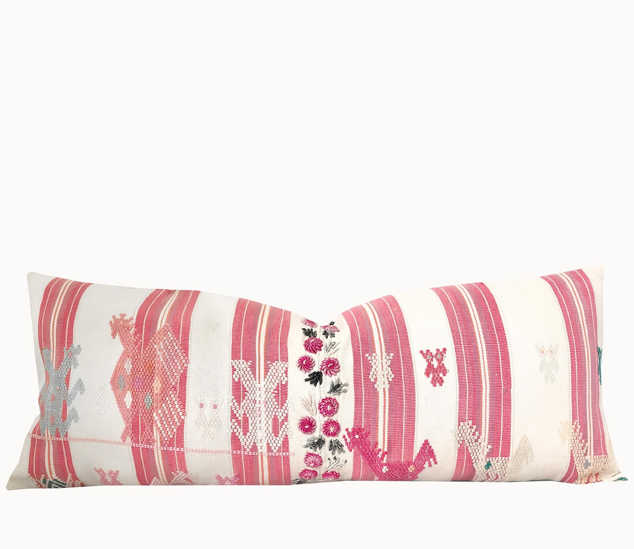 Guatemalan Pillow - Striped Tzute Animals II