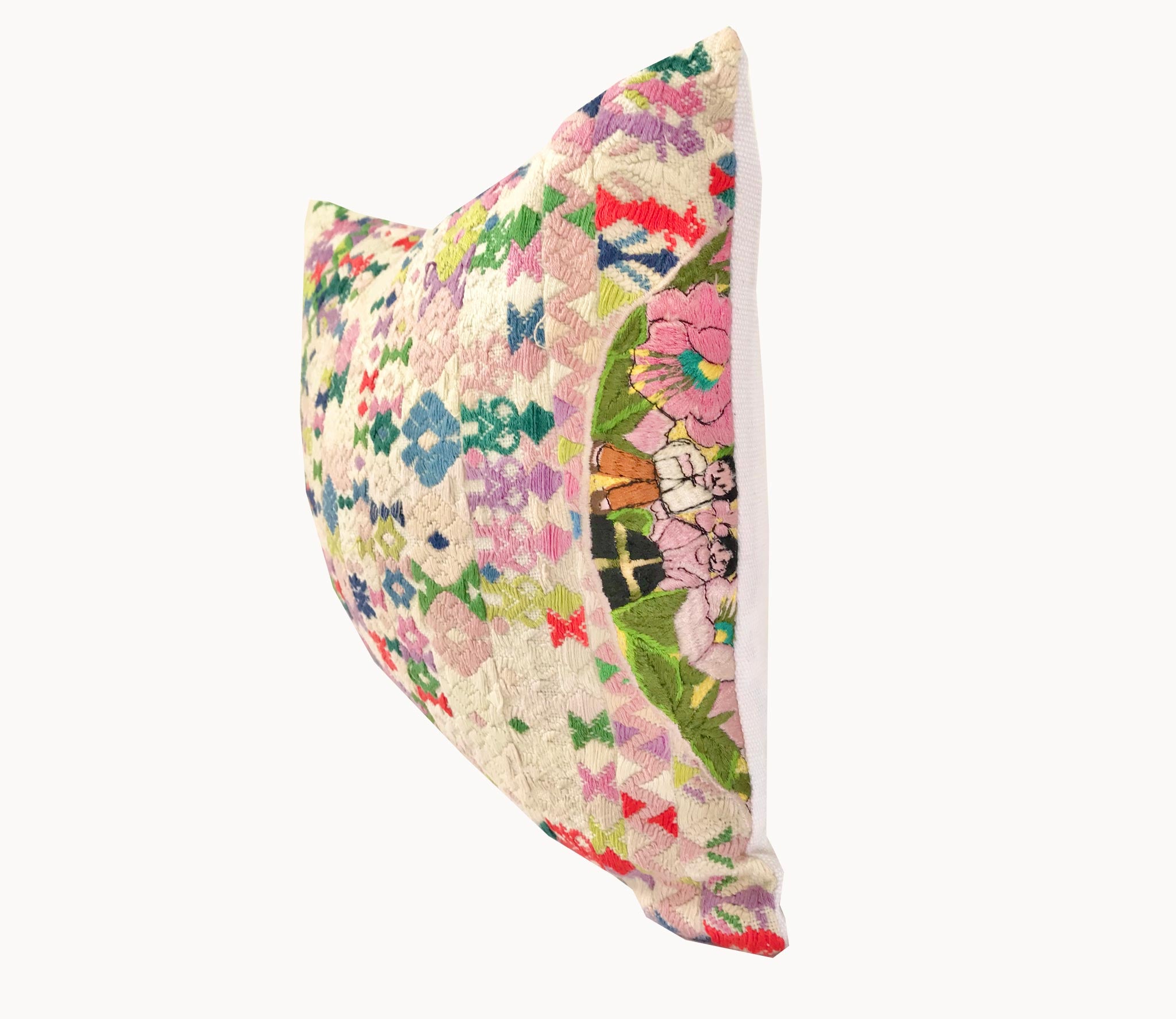 Guatemalan Huipil Pillow - White Coban II