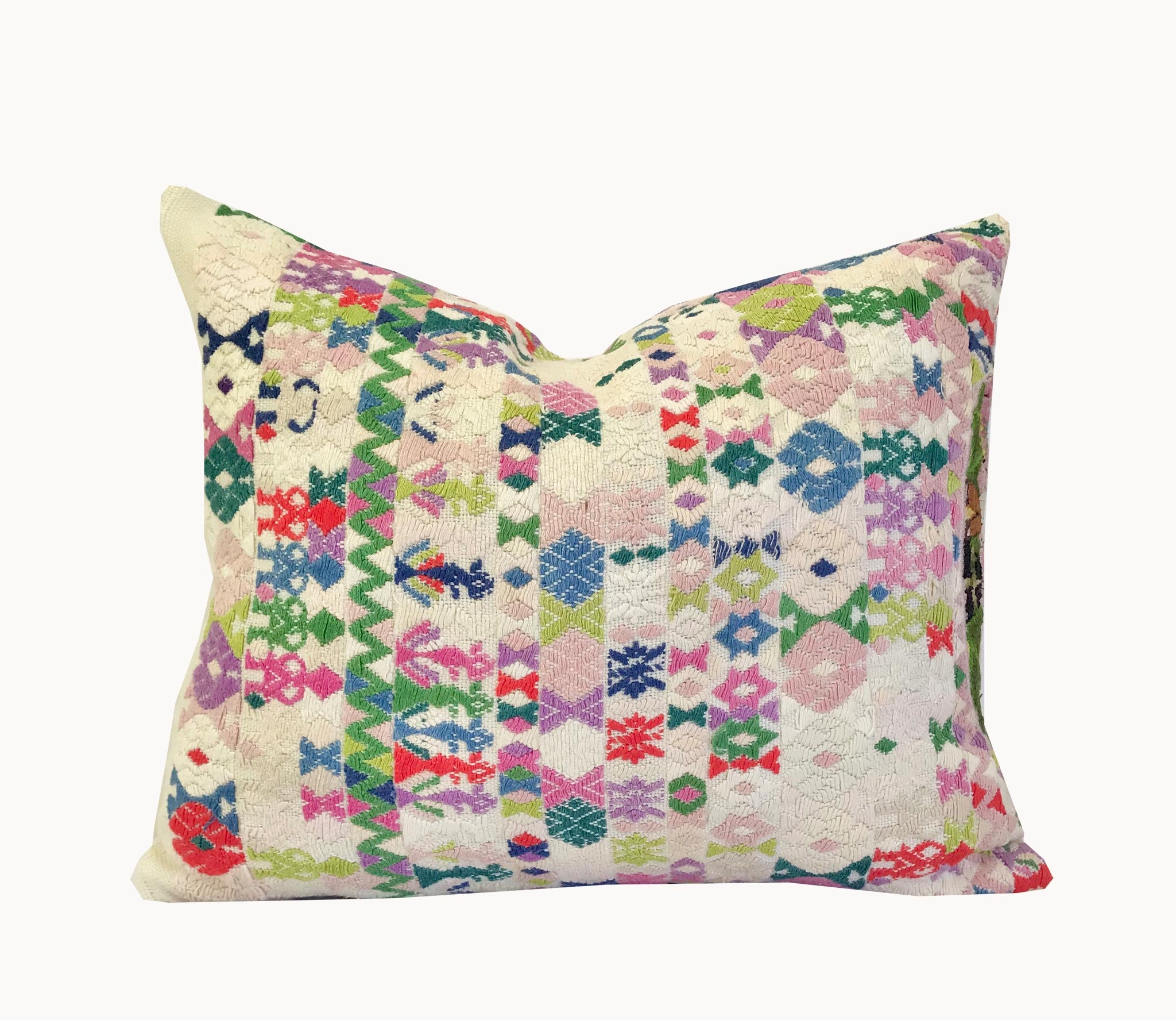 Guatemalan Huipil Pillow - White Coban II
