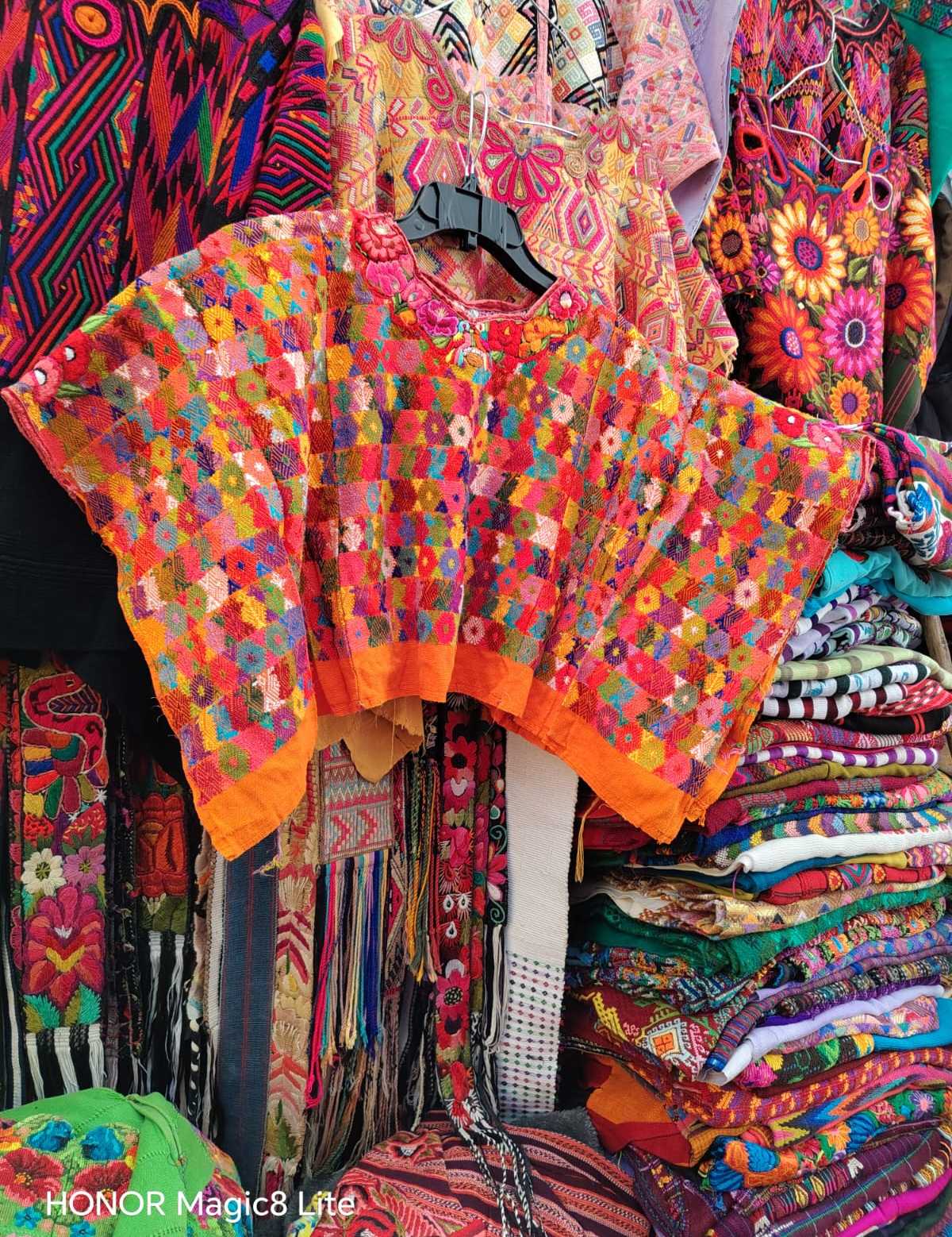 Short orange Coban huipil #4-163