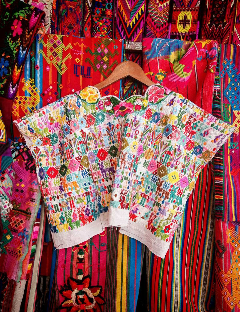 Colourful on White Coban Huipil #6-298