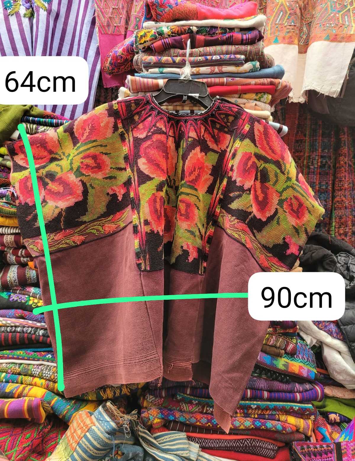 Red tulips Chichicastenango huipil #3-37