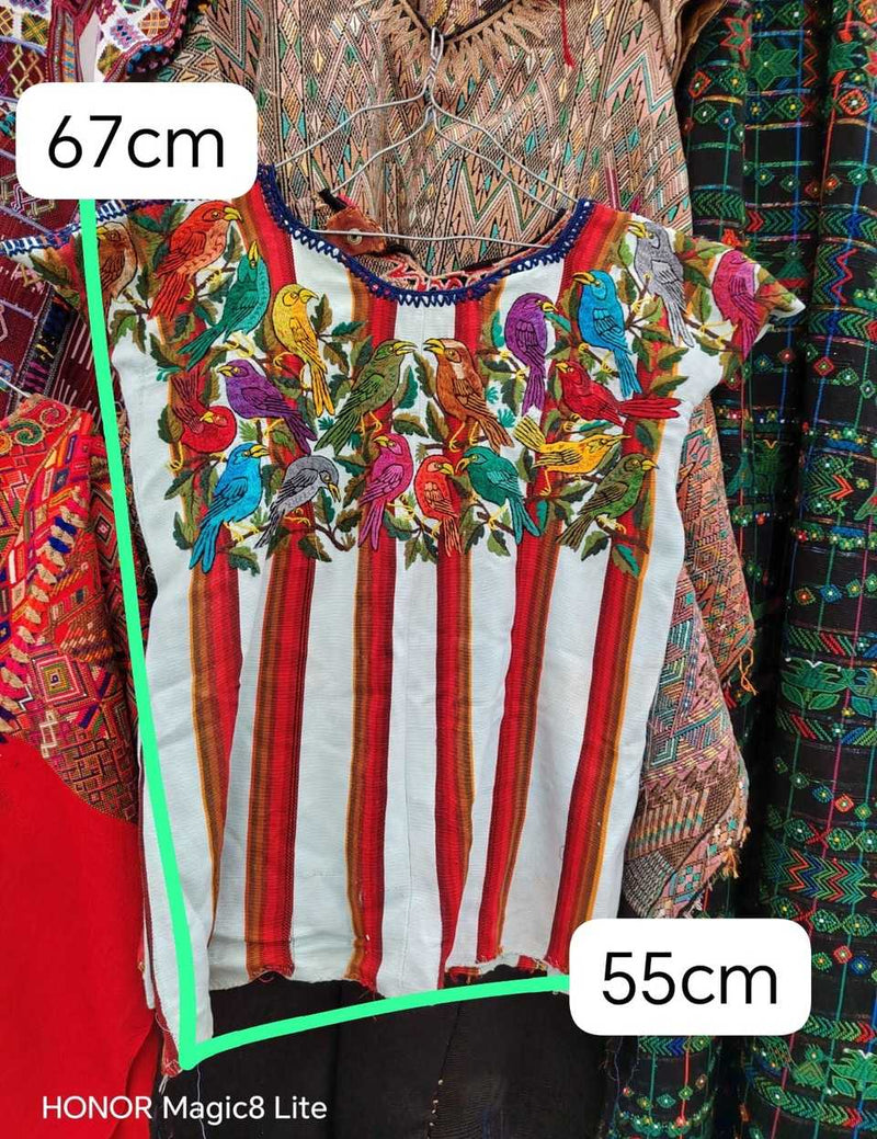 Red and white striped Santiago huipil #5-423