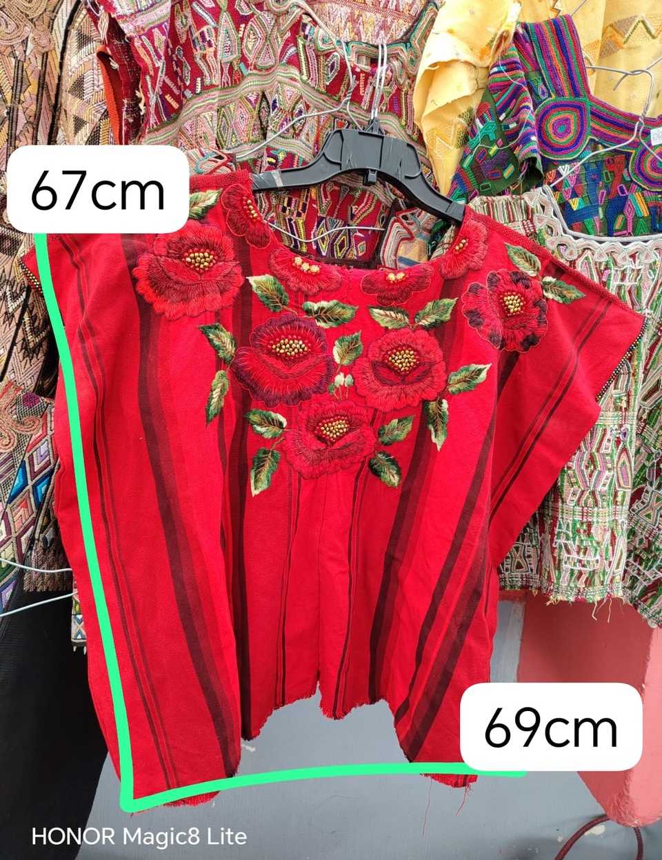 Bright red Santiago huipil #5-66