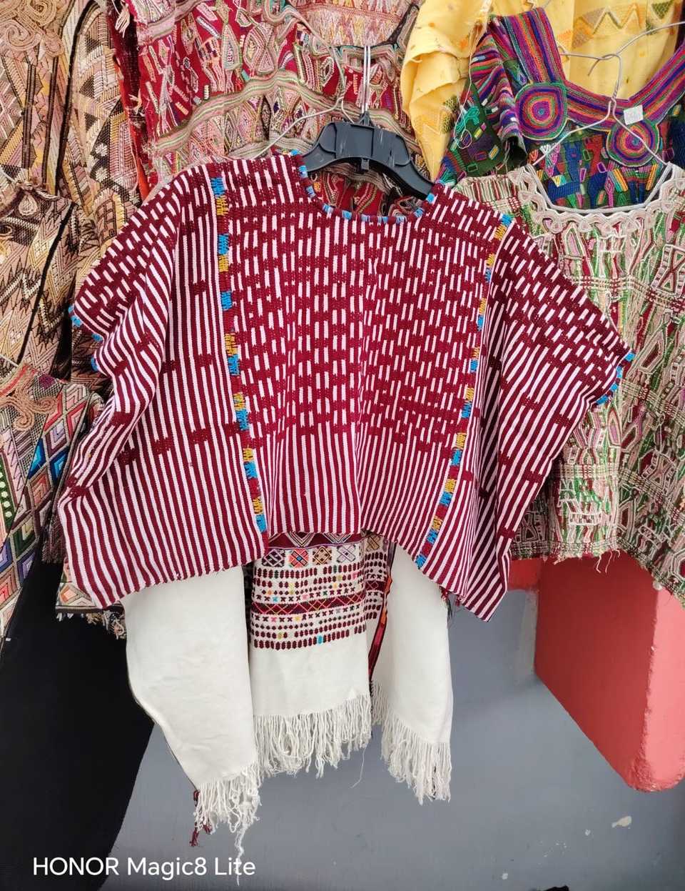 Burgundy checker Colotenango huipil #5-59