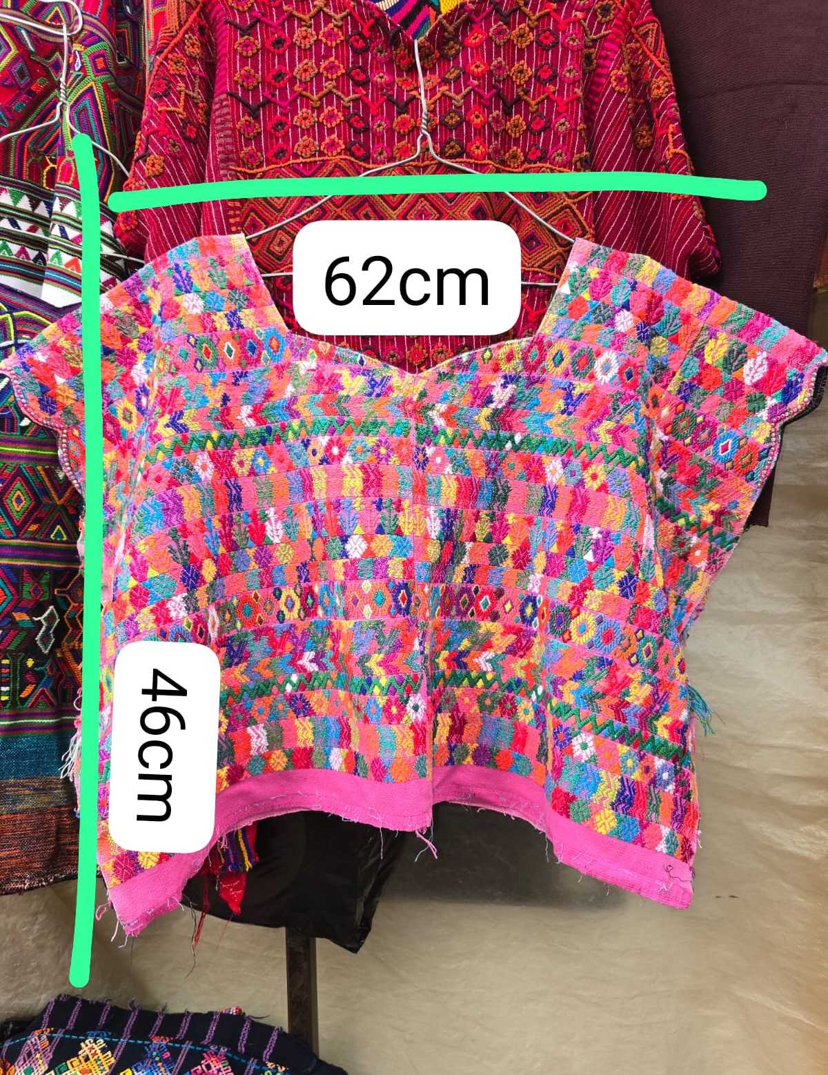 Colourful on pink Coban huipil #6-160