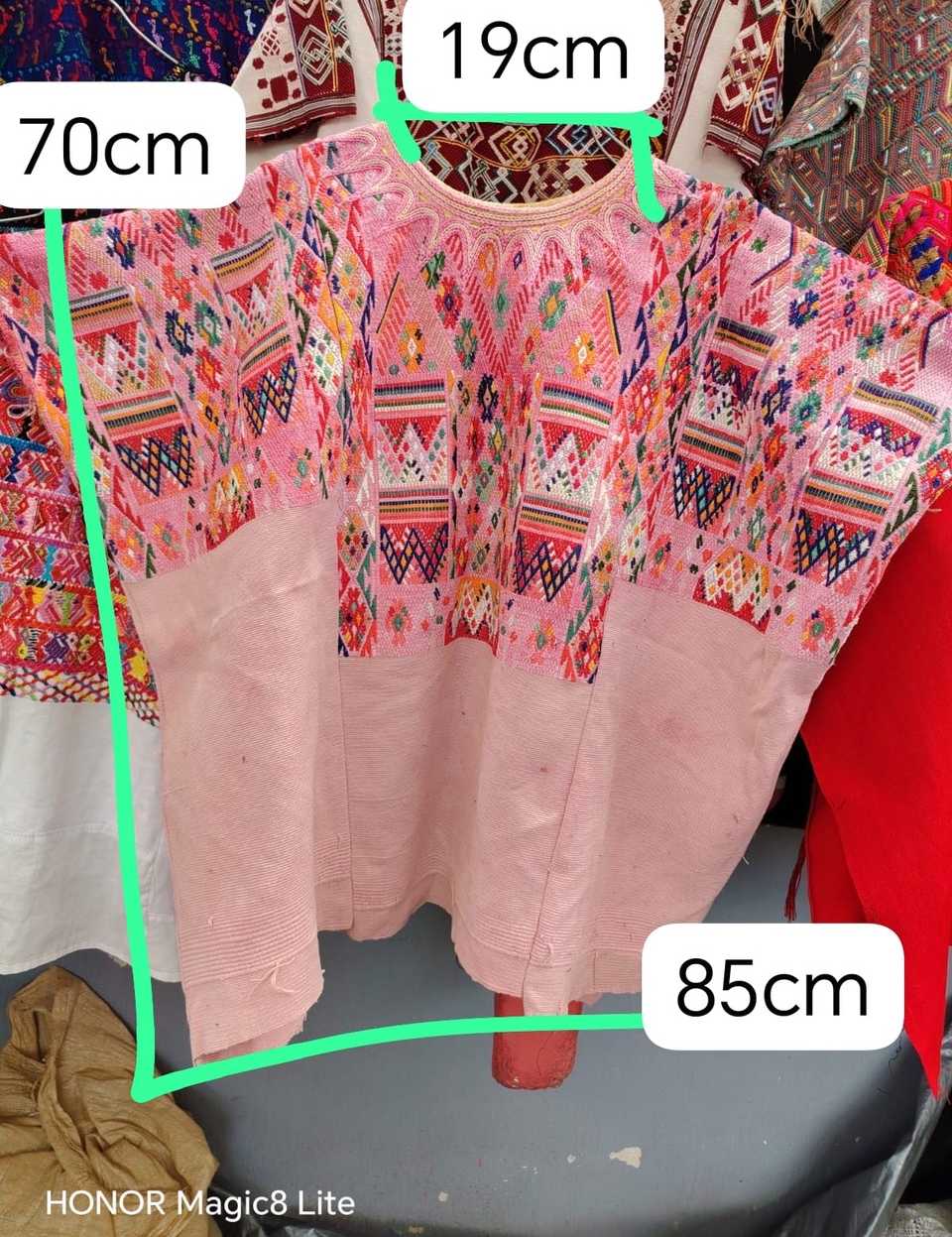 Colourful on pink abstract Chichicastenango huipil #6-111