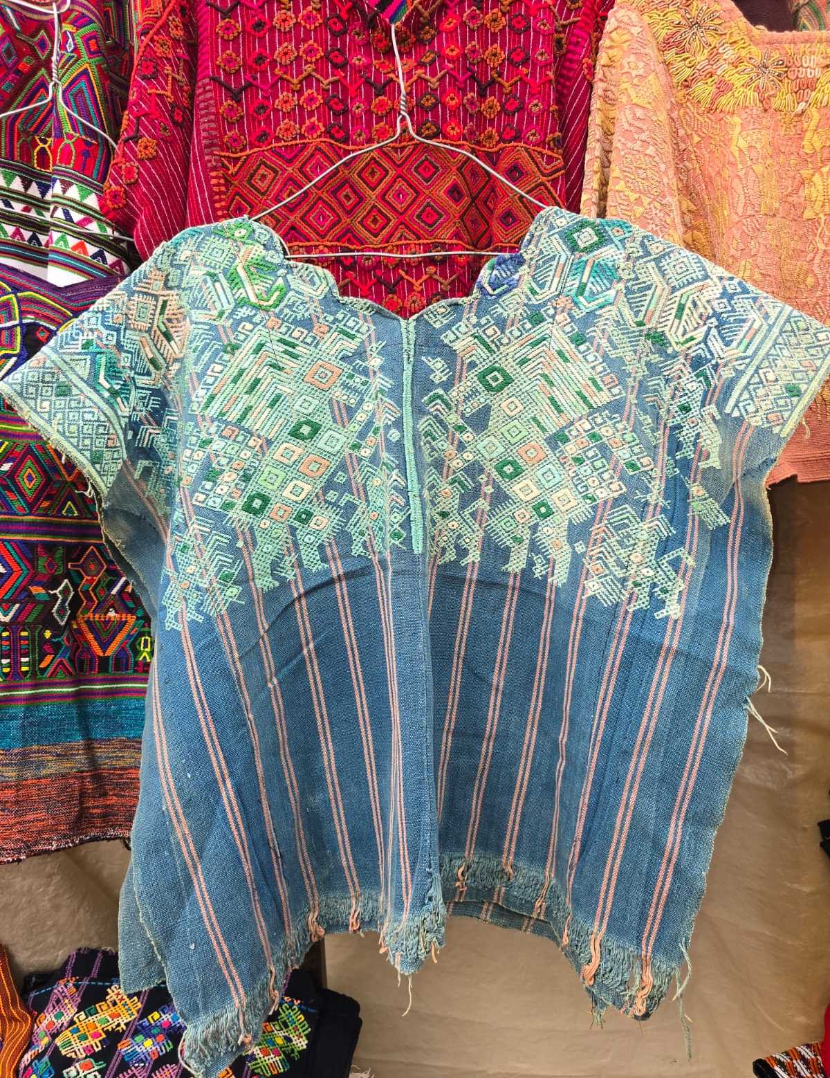 Indigo and pale green Nahuala huipil #6-163