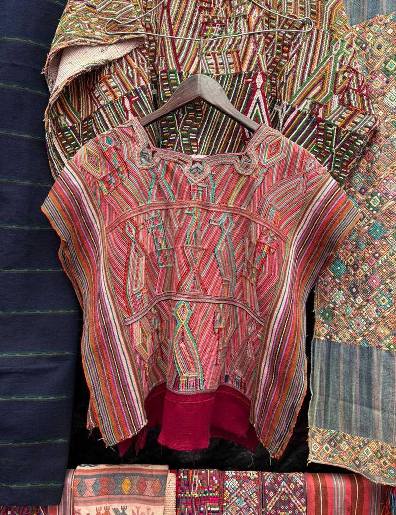 Coral and turquoise Nebaj huipil #2-37
