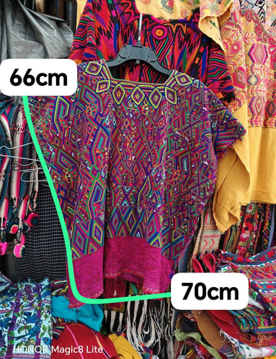 Pink and blue Nebaj huipil #4-166