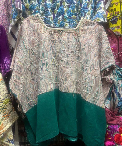 Pink and green Nebaj huipil