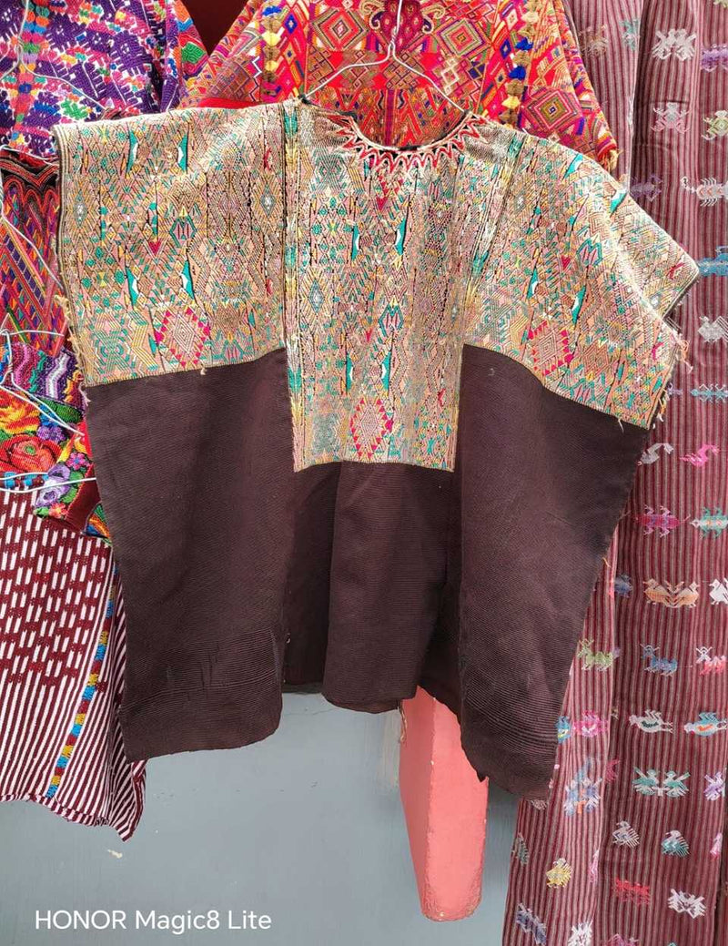 Brown abstract Chichicastenango huipil #6-15