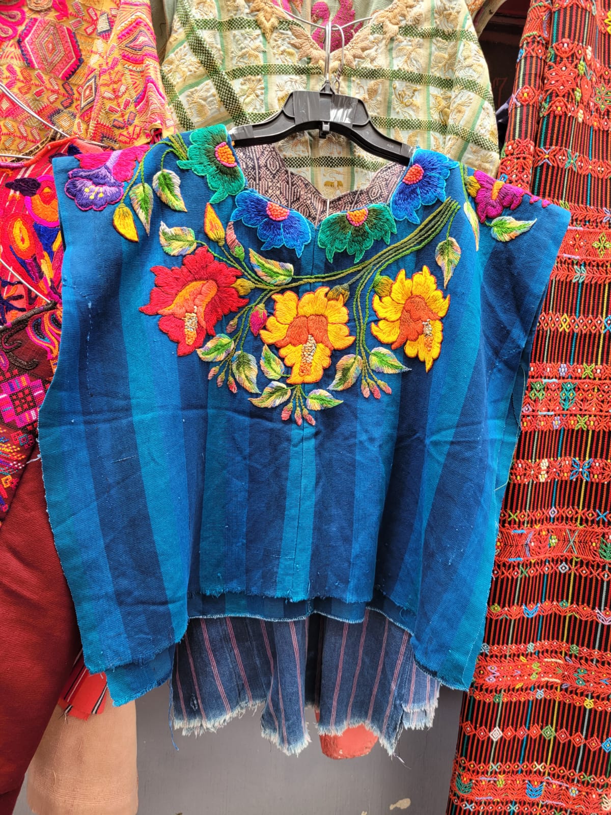 Blue and yellow Santiago huipil (Reserved for Sarah)