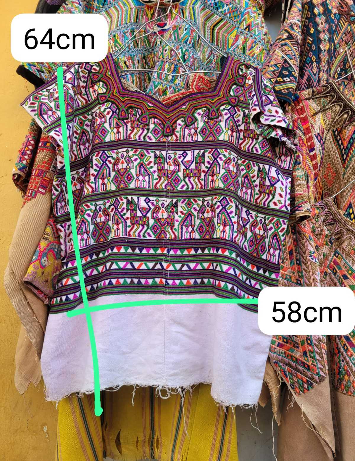 Tribal on white Nebaj huipil #2-126