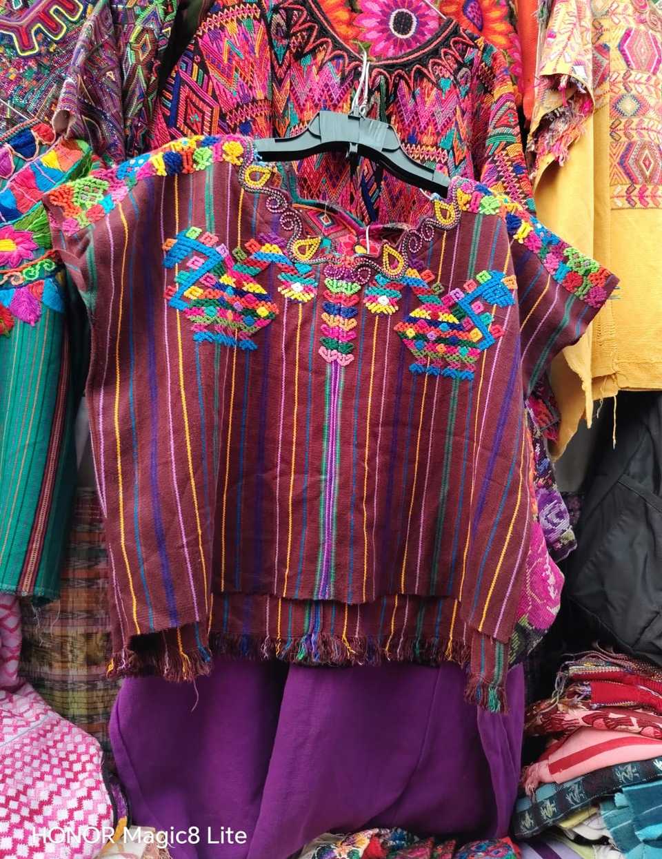 Burgundy striped Nahuala huipil #4-257