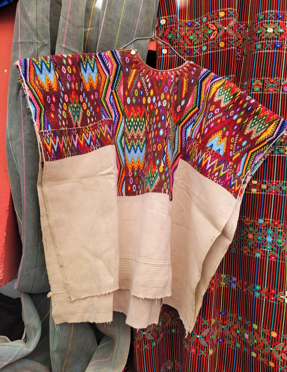 Brown and oatmeal Chichicastenango huipil #3-8