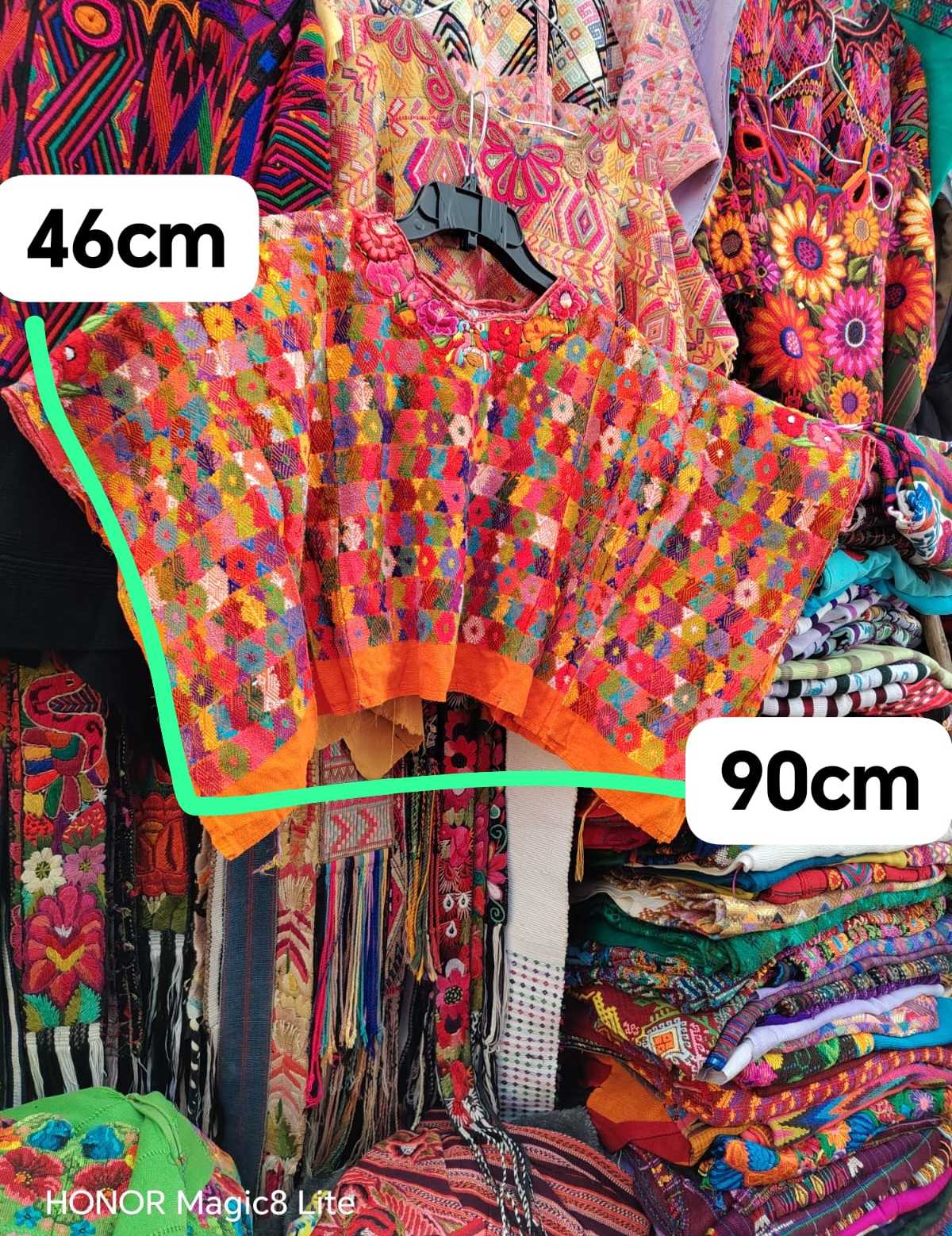 Short orange Coban huipil #4-163