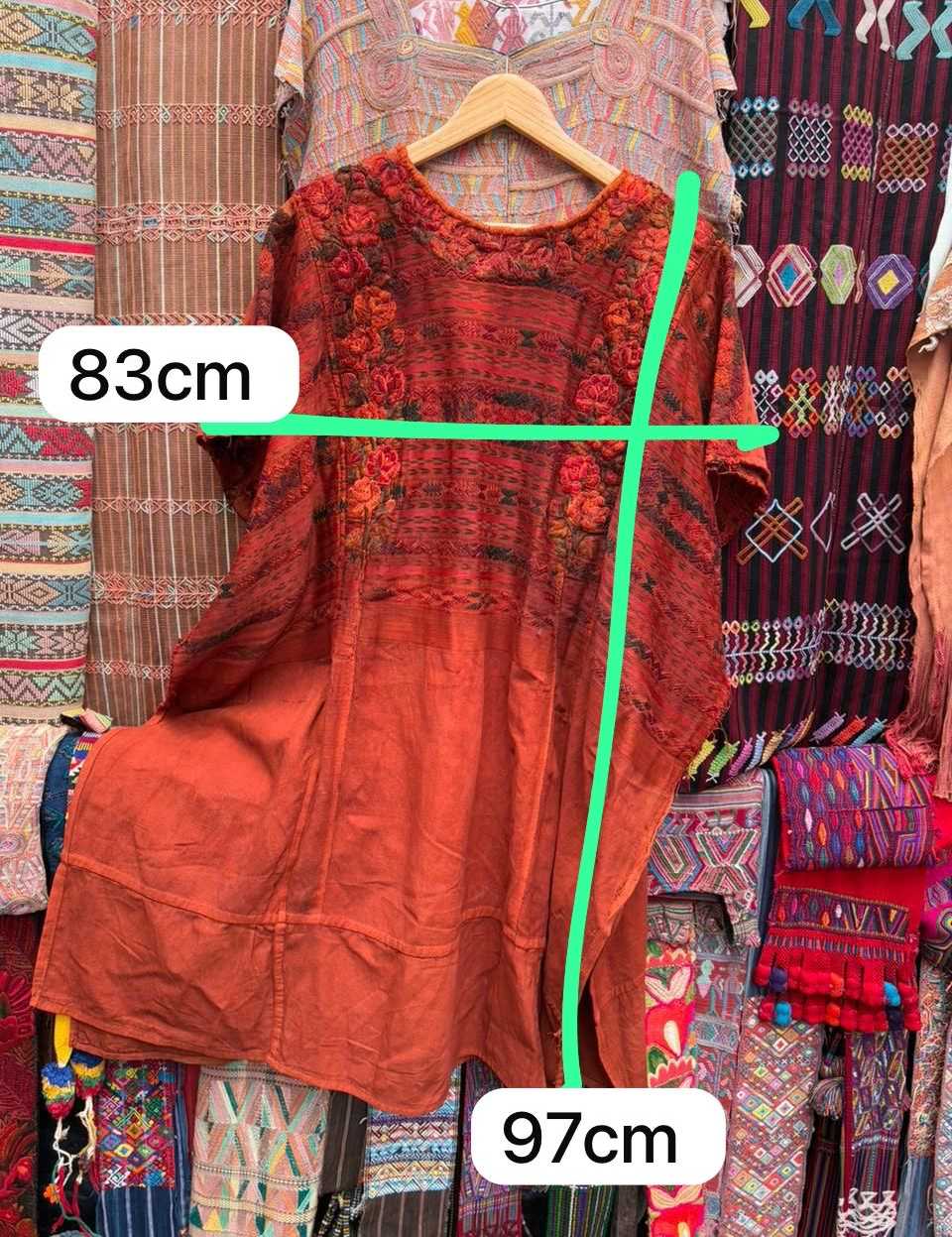 Burnt orange Xela Huipil #1-49