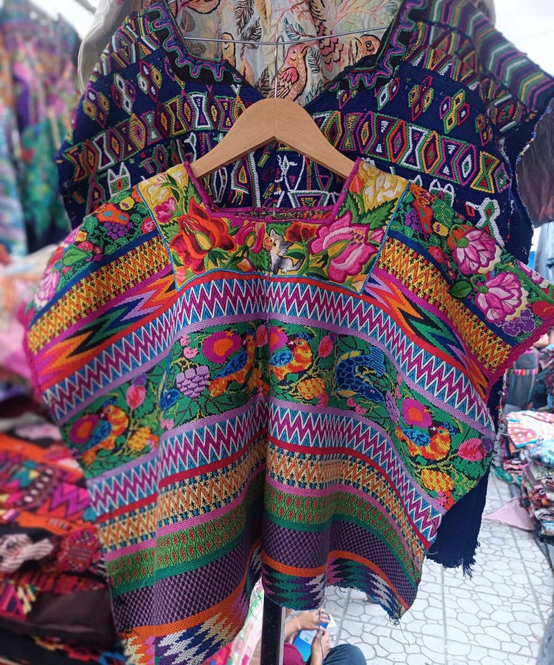 Vintage Guatemalan huipil with handwoven Mayan embroidery