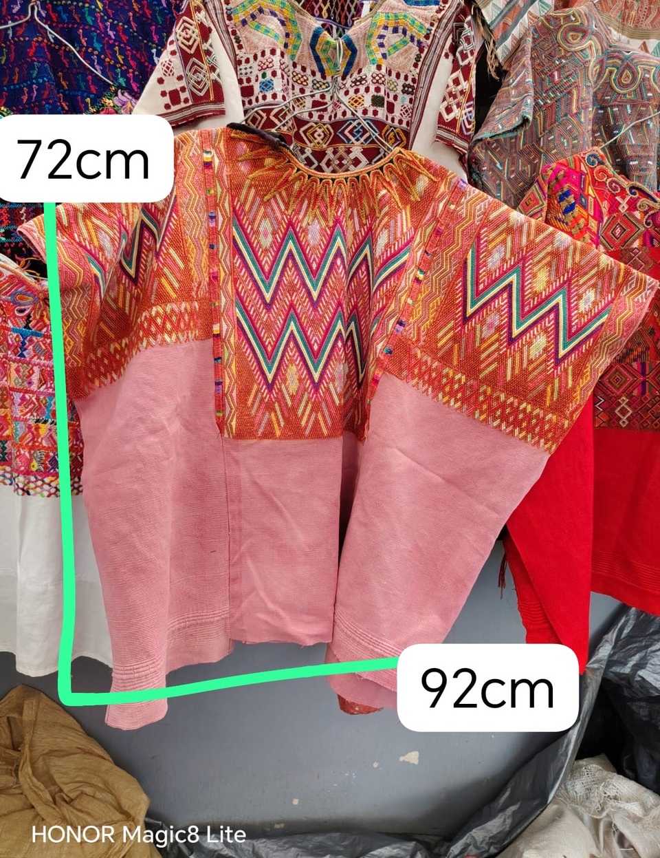 Orange on pink chevron Chichicastenango huipil #6-110