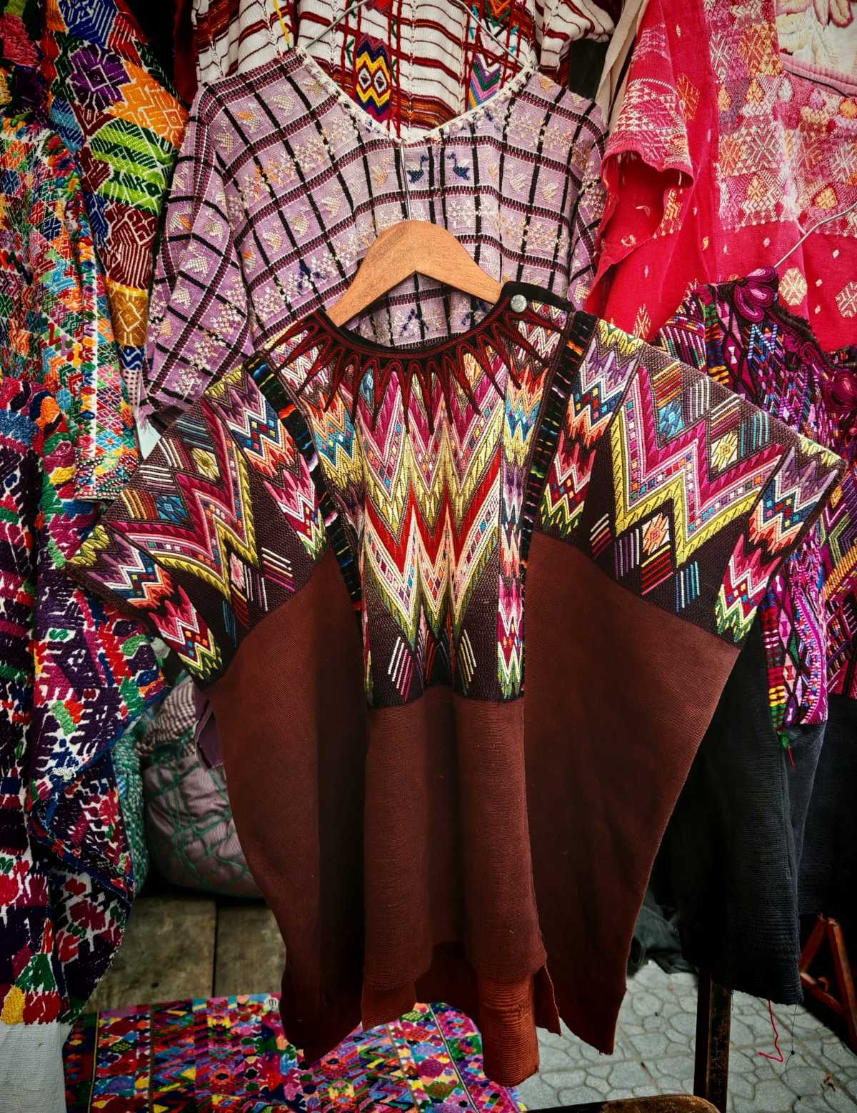 Burgundy geometric Chichicastenango huipil #6-47