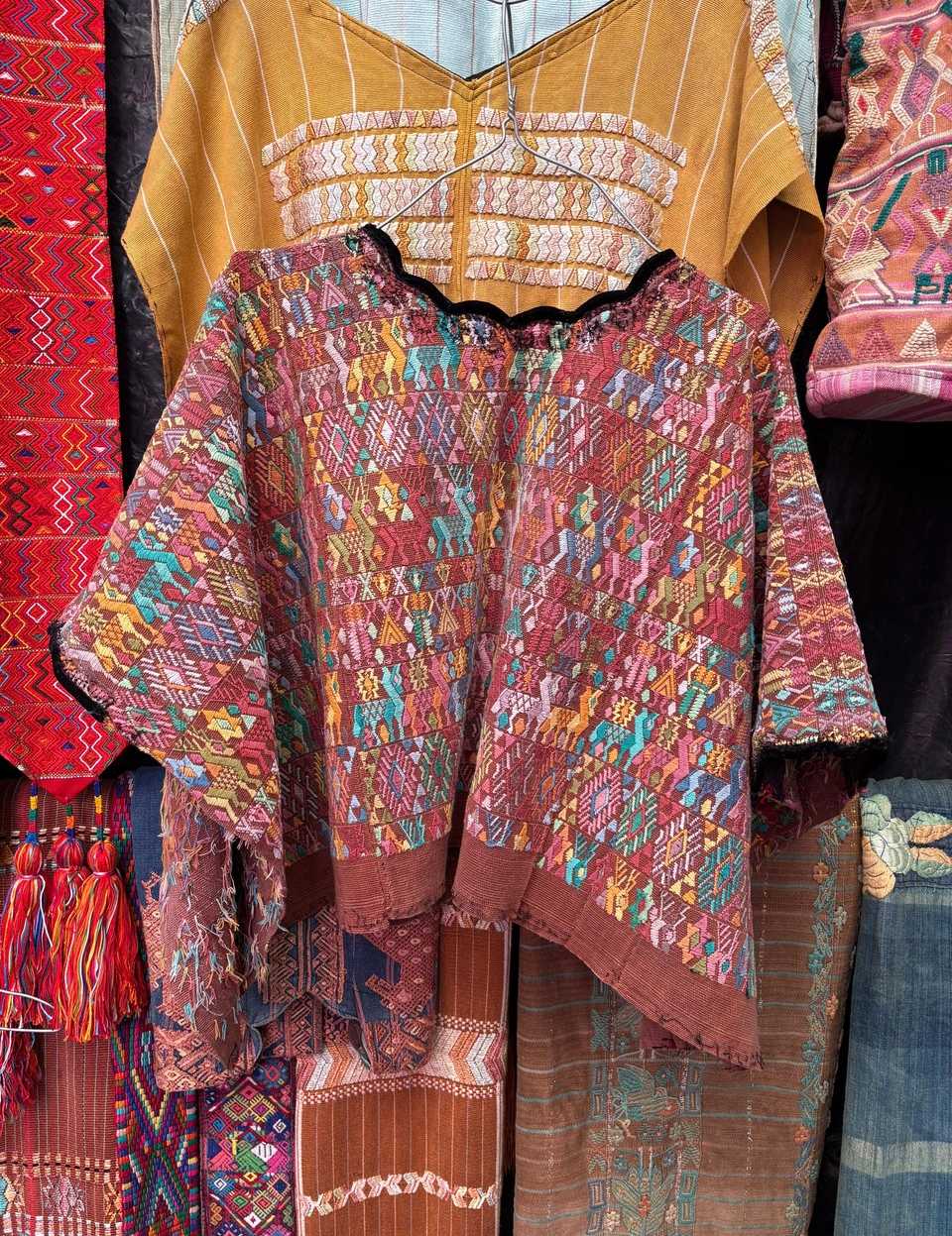 (Reserved for Sarah) Colourful on brown Coban huipil #5-263