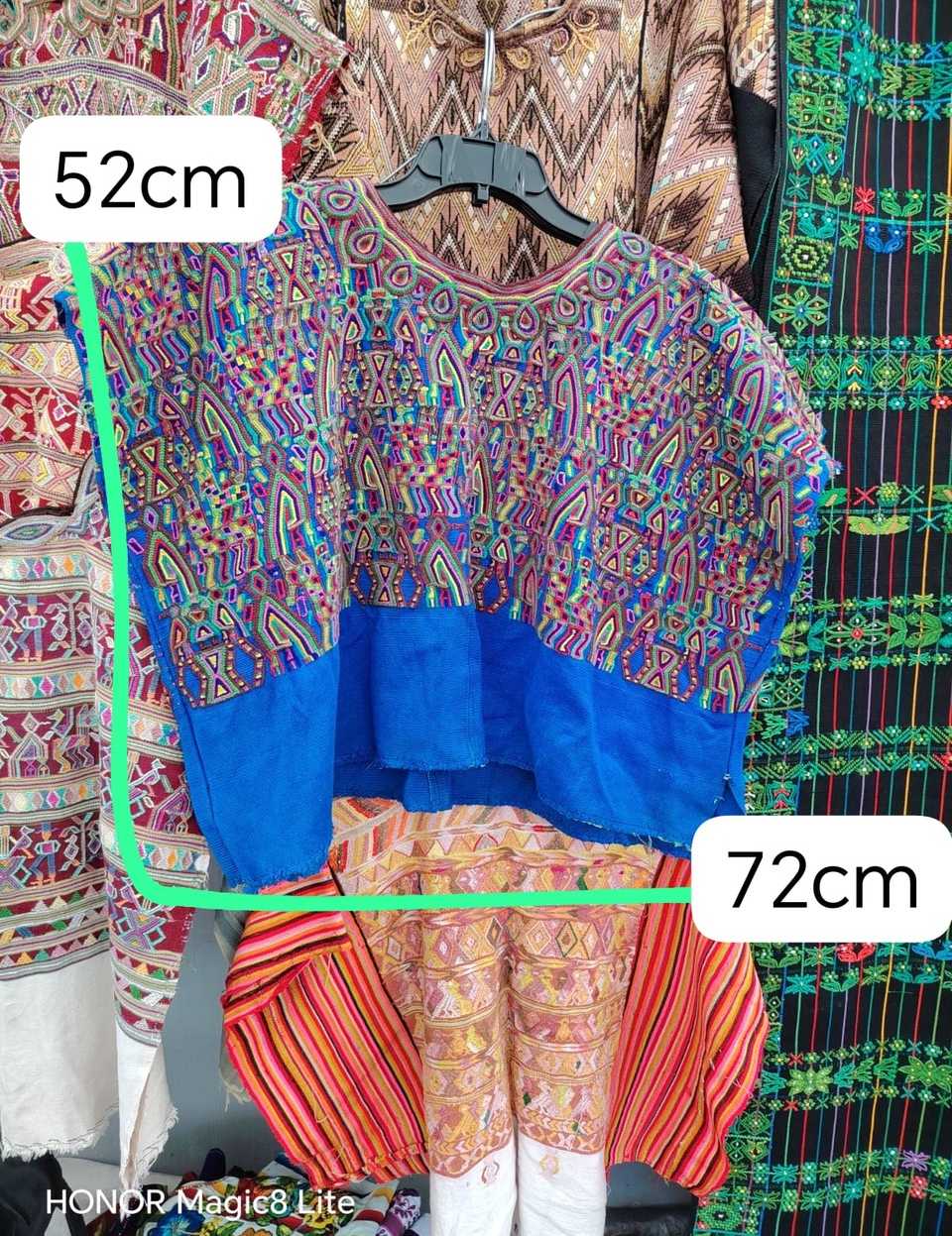 Colourful on blue Nebaj huipil #5-294
