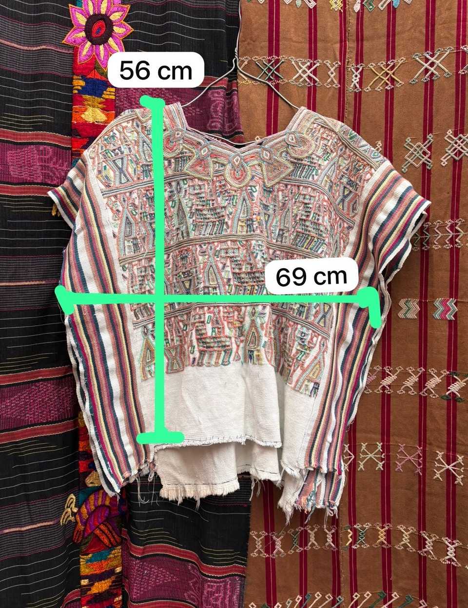 Pale blue and coral Nebaj huipil #4-240