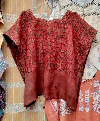 Reddish orange Nebaj huipil
