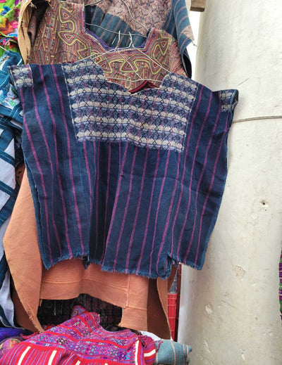 Striped indigo Nahuala huipil #3-26